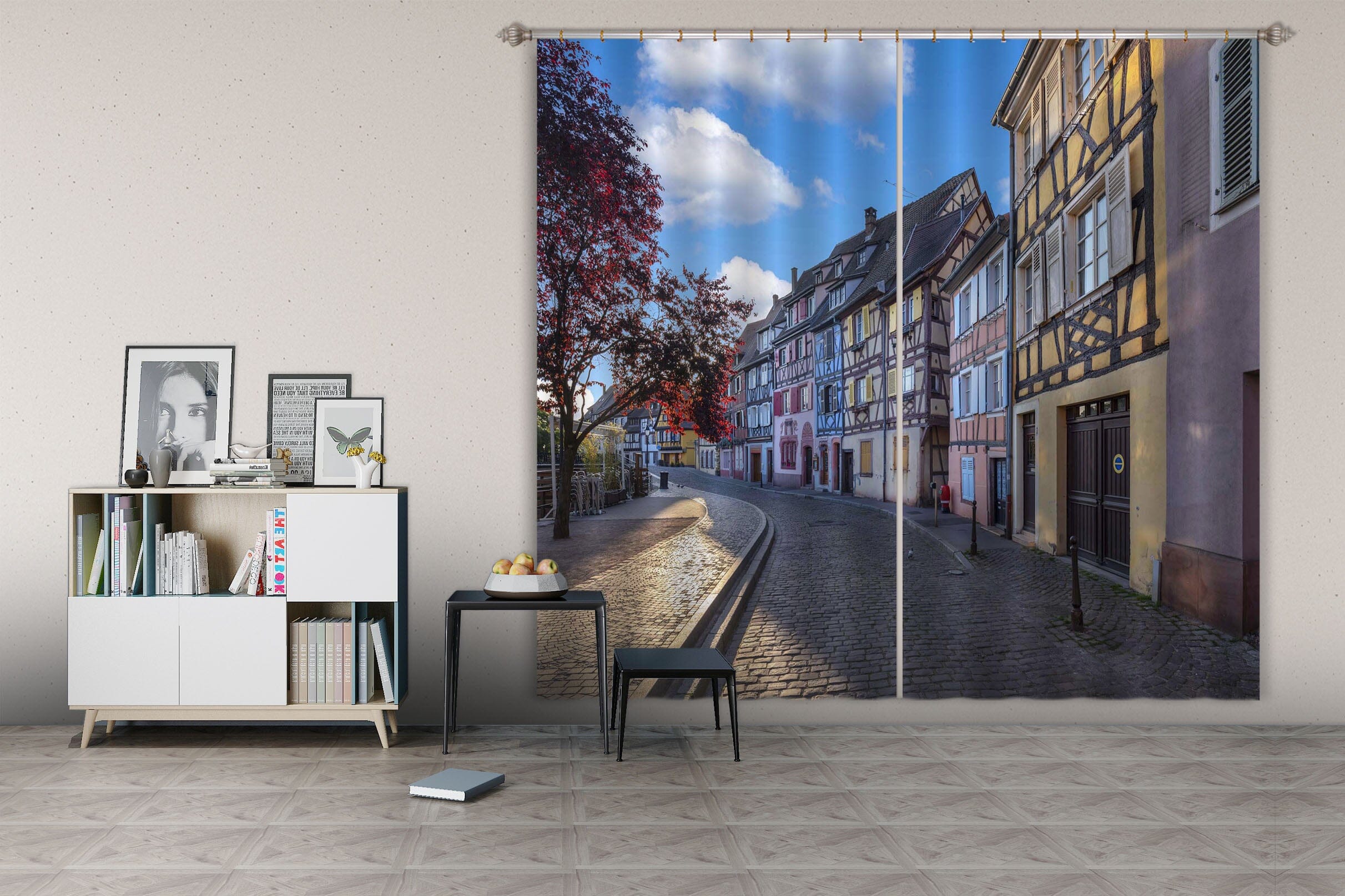 3D Sunny Street 060 Marco Carmassi Curtain Curtains Drapes Curtains AJ Creativity Home 