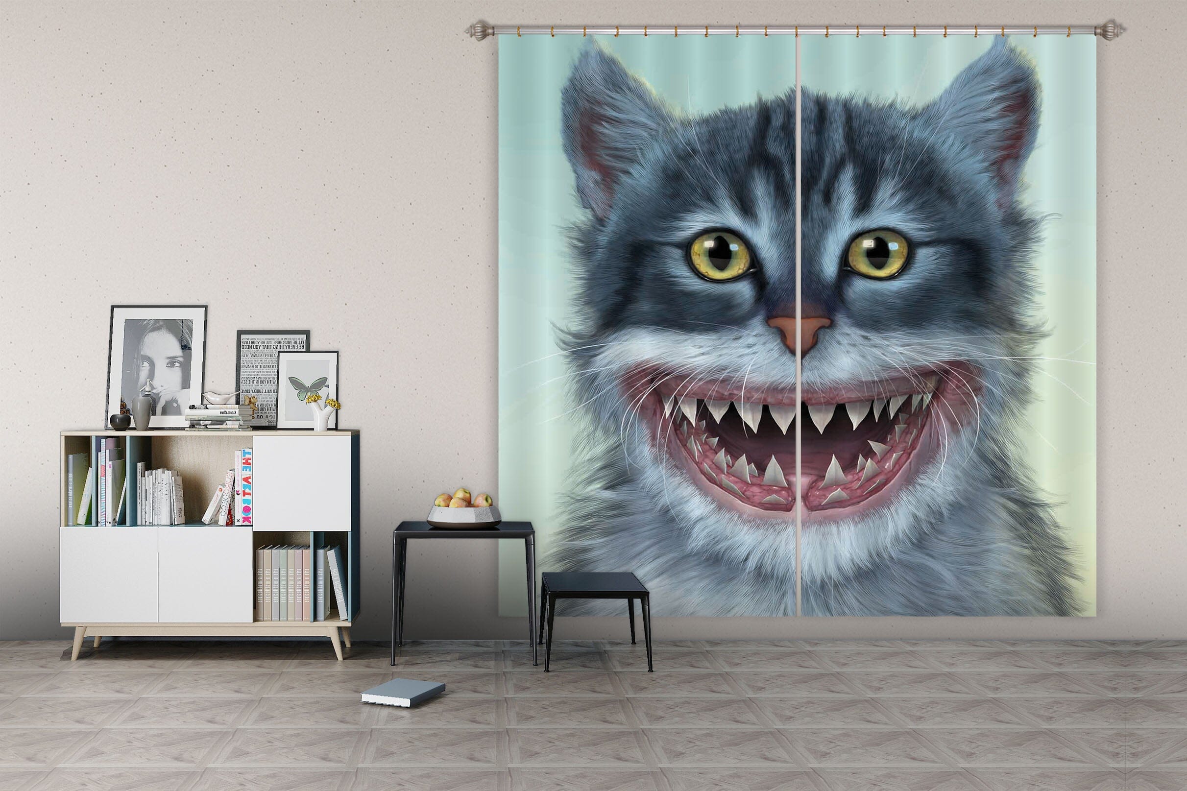 3D Sharkitten 071 Vincent Hie Curtain Curtains Drapes Curtains AJ Creativity Home 