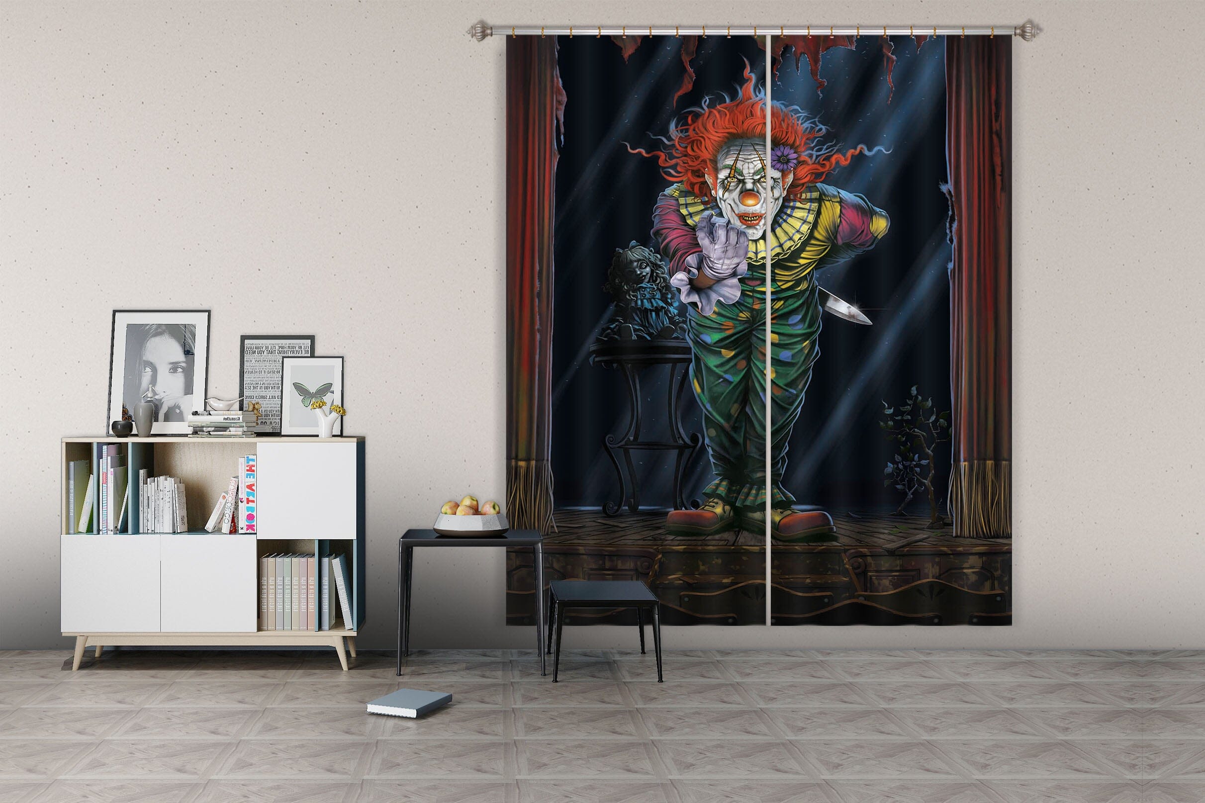 3D Surprise Clown 077 Vincent Hie Curtain Curtains Drapes Curtains AJ Creativity Home 