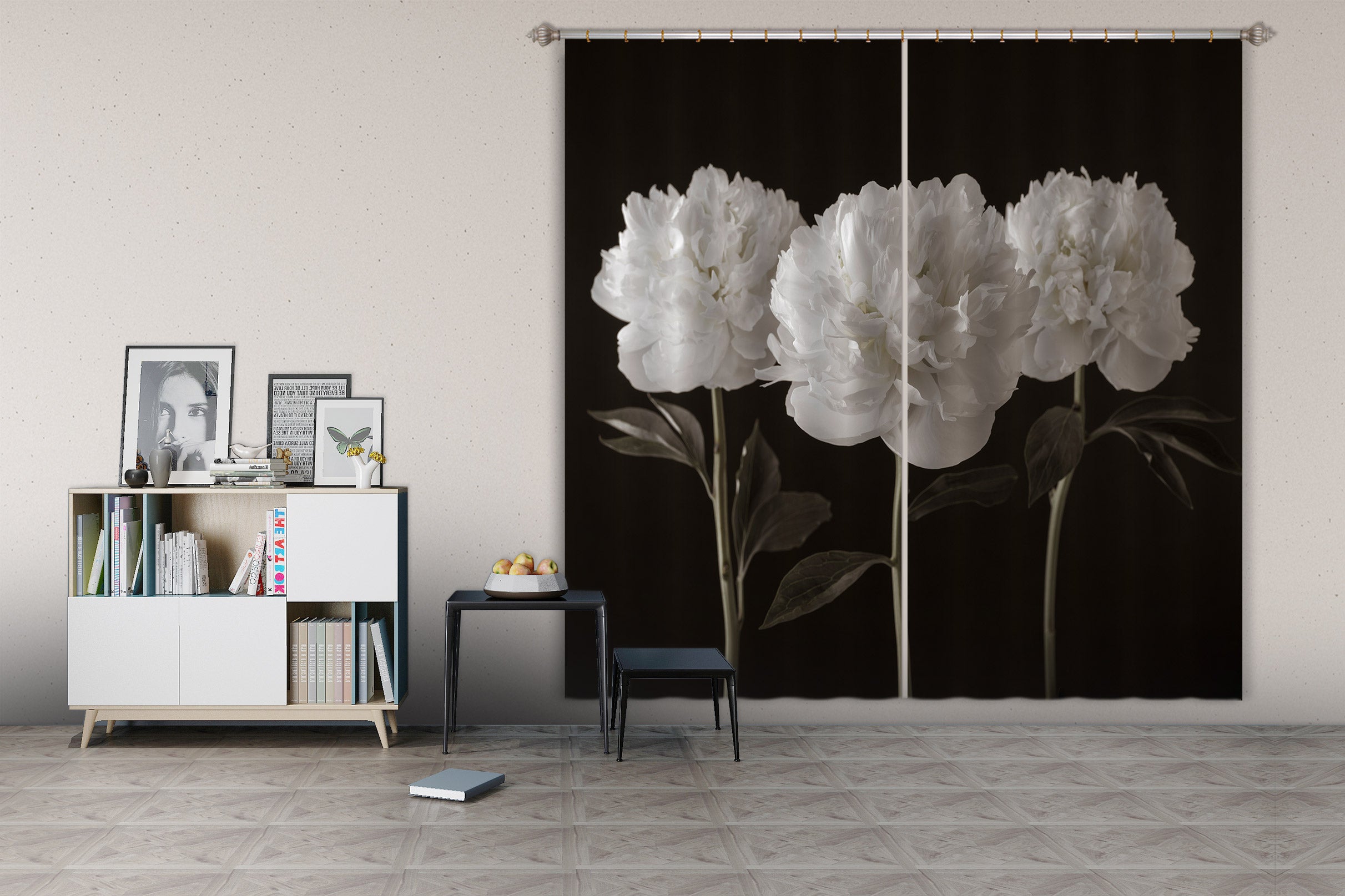 3D White Flower 6520 Assaf Frank Curtain Curtains Drapes