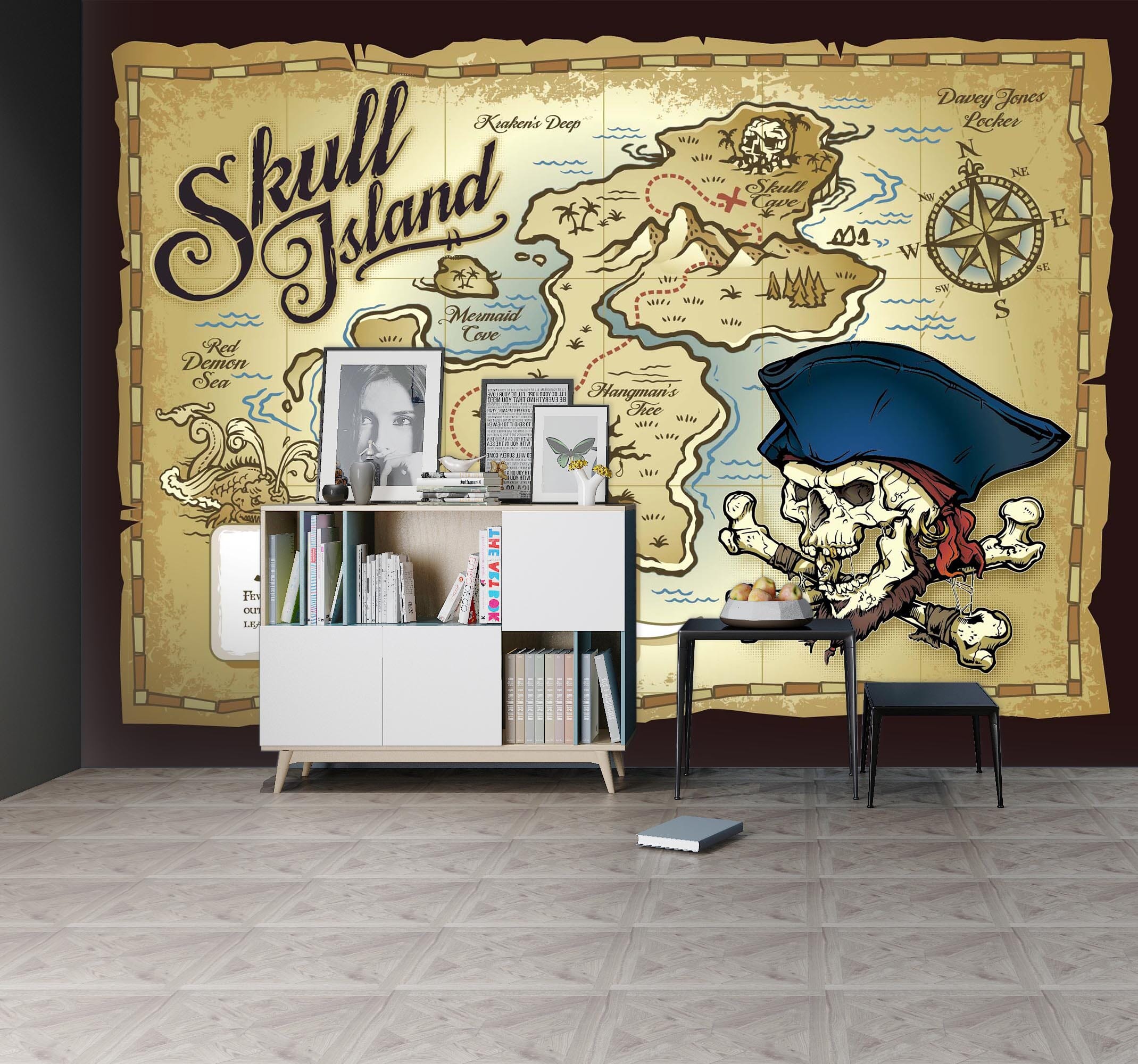 3D Skull Treasure Map 033 Wall Murals Wallpaper AJ Wallpaper 2 