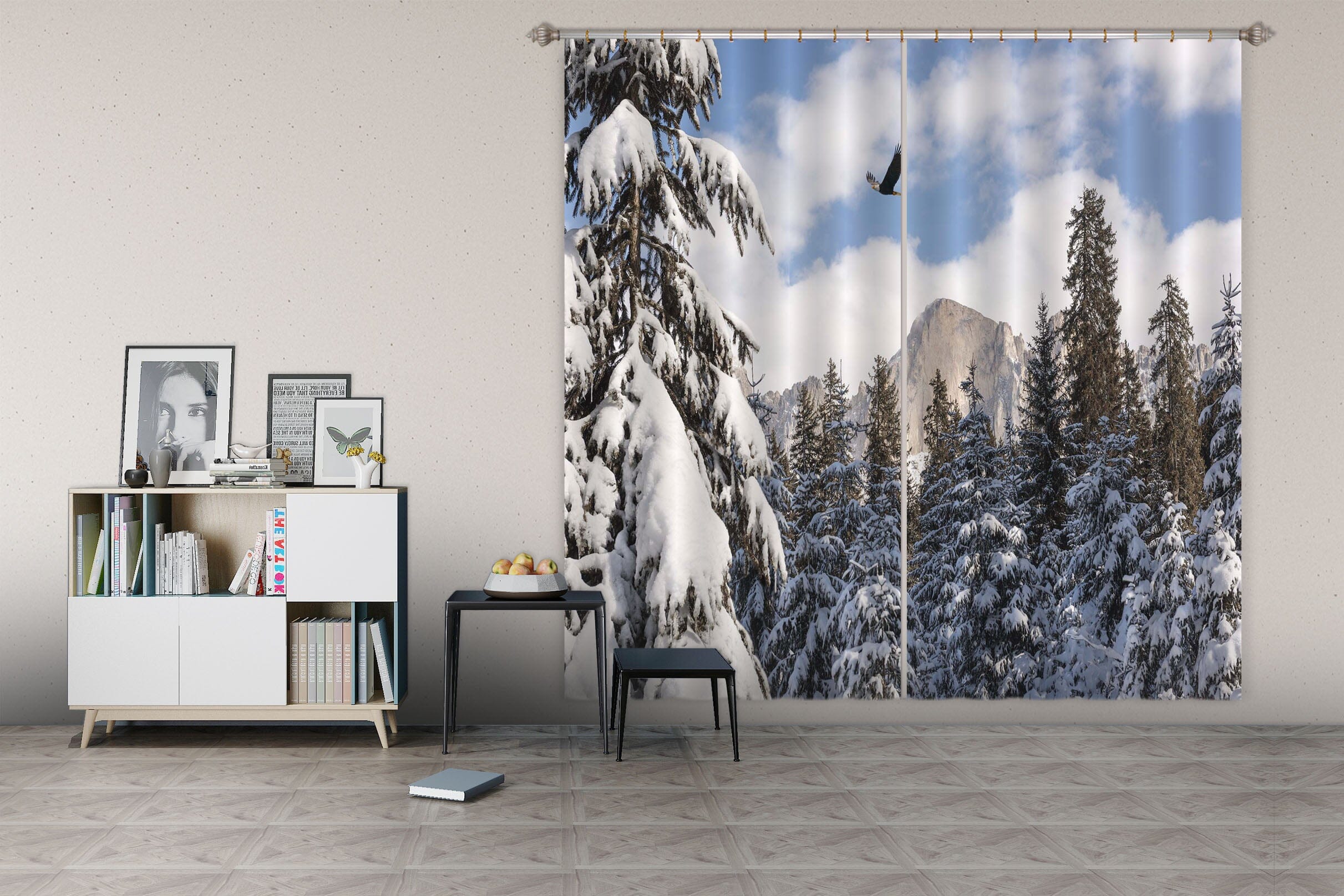 3D Heavy Snow Forest 167 Marco Carmassi Curtain Curtains Drapes Curtains AJ Creativity Home 