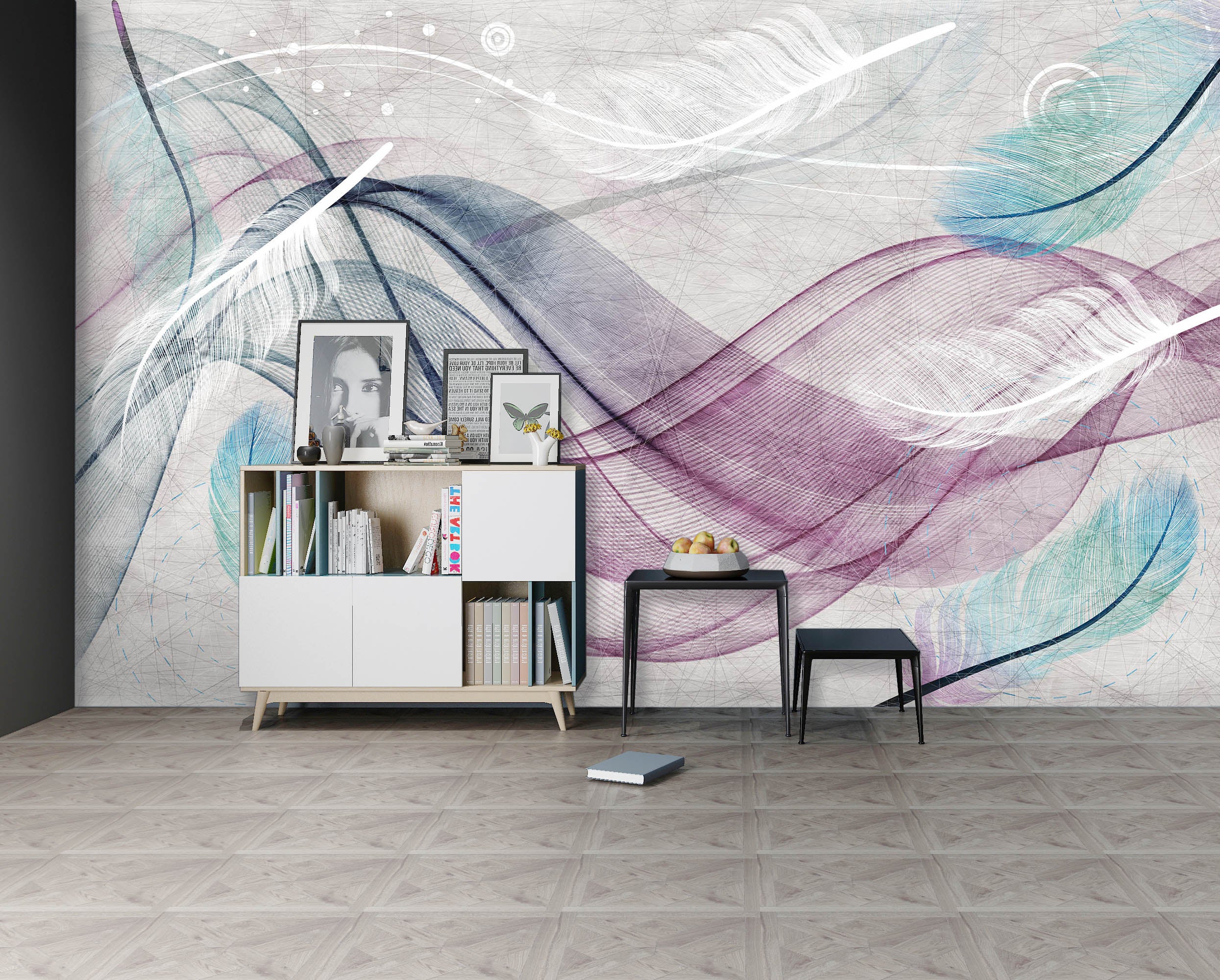 3D White Feather 1052 Wall Murals