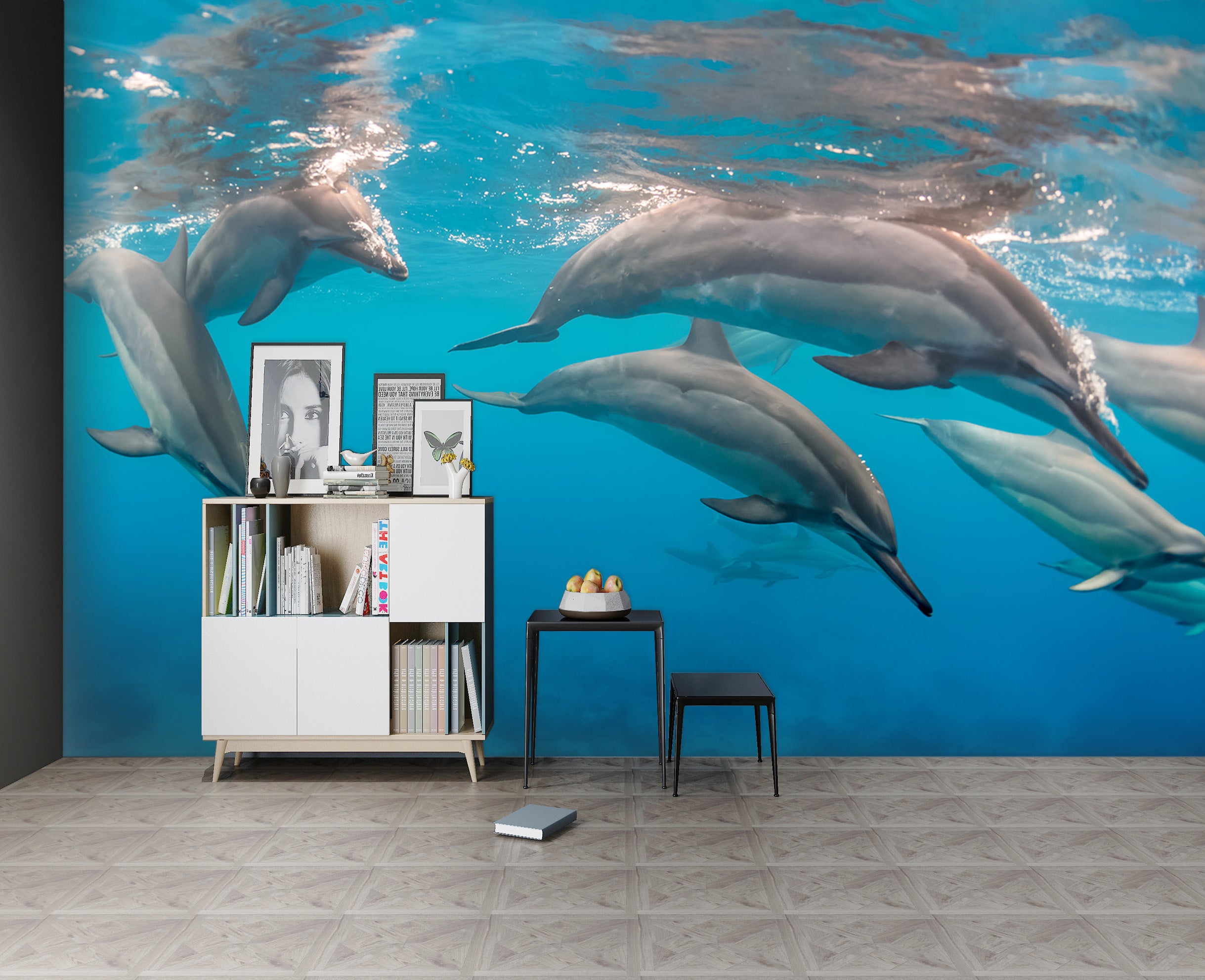3D Cute Dolphin 224 Wall Murals
