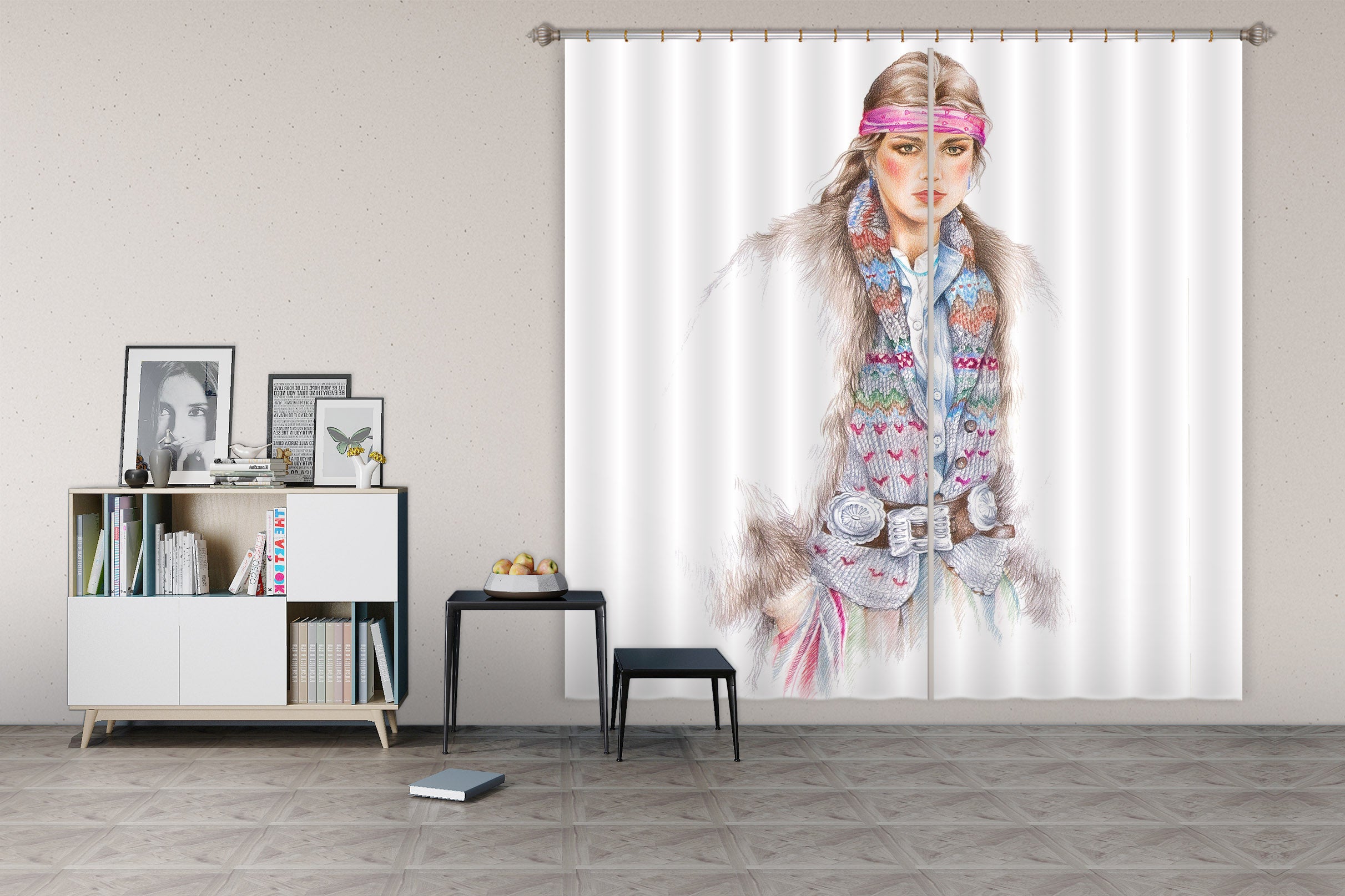 3D Women Coat 3095 Debi Coules Curtain Curtains Drapes
