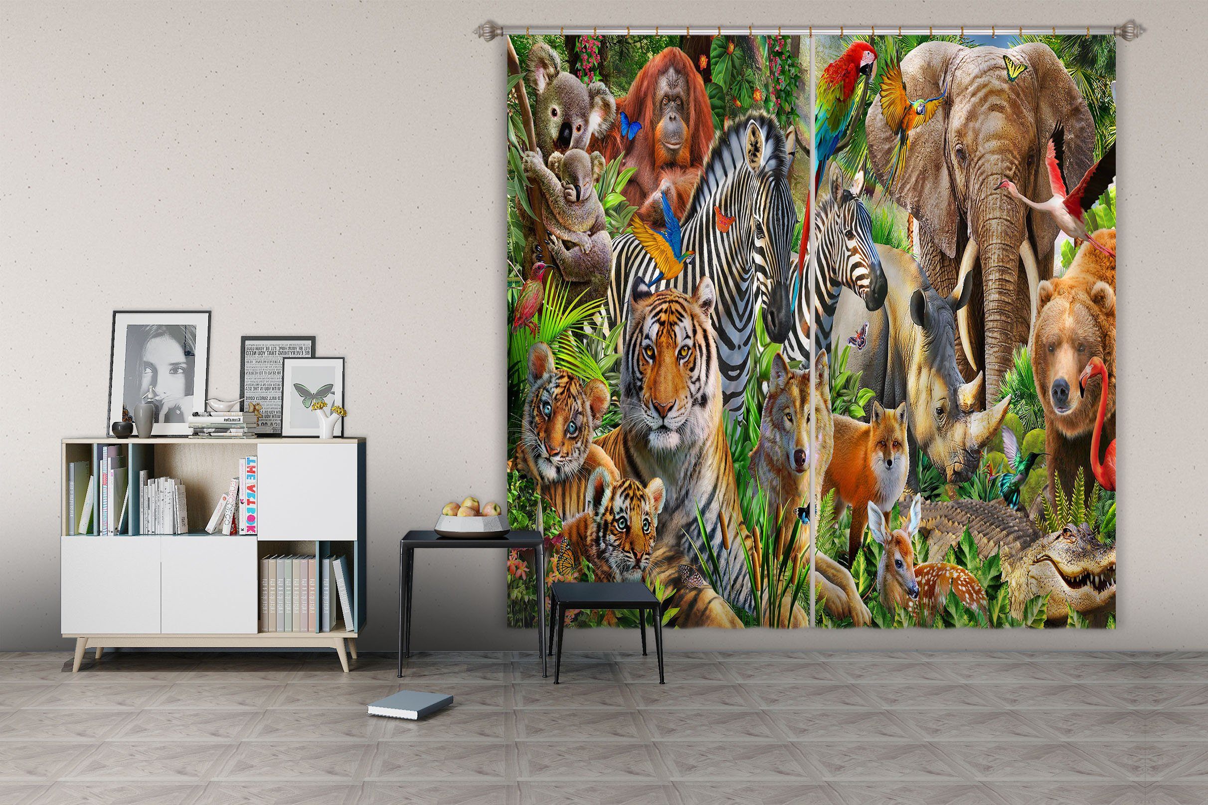 3D Animal World 065 Adrian Chesterman Curtain Curtains Drapes Curtains AJ Creativity Home 
