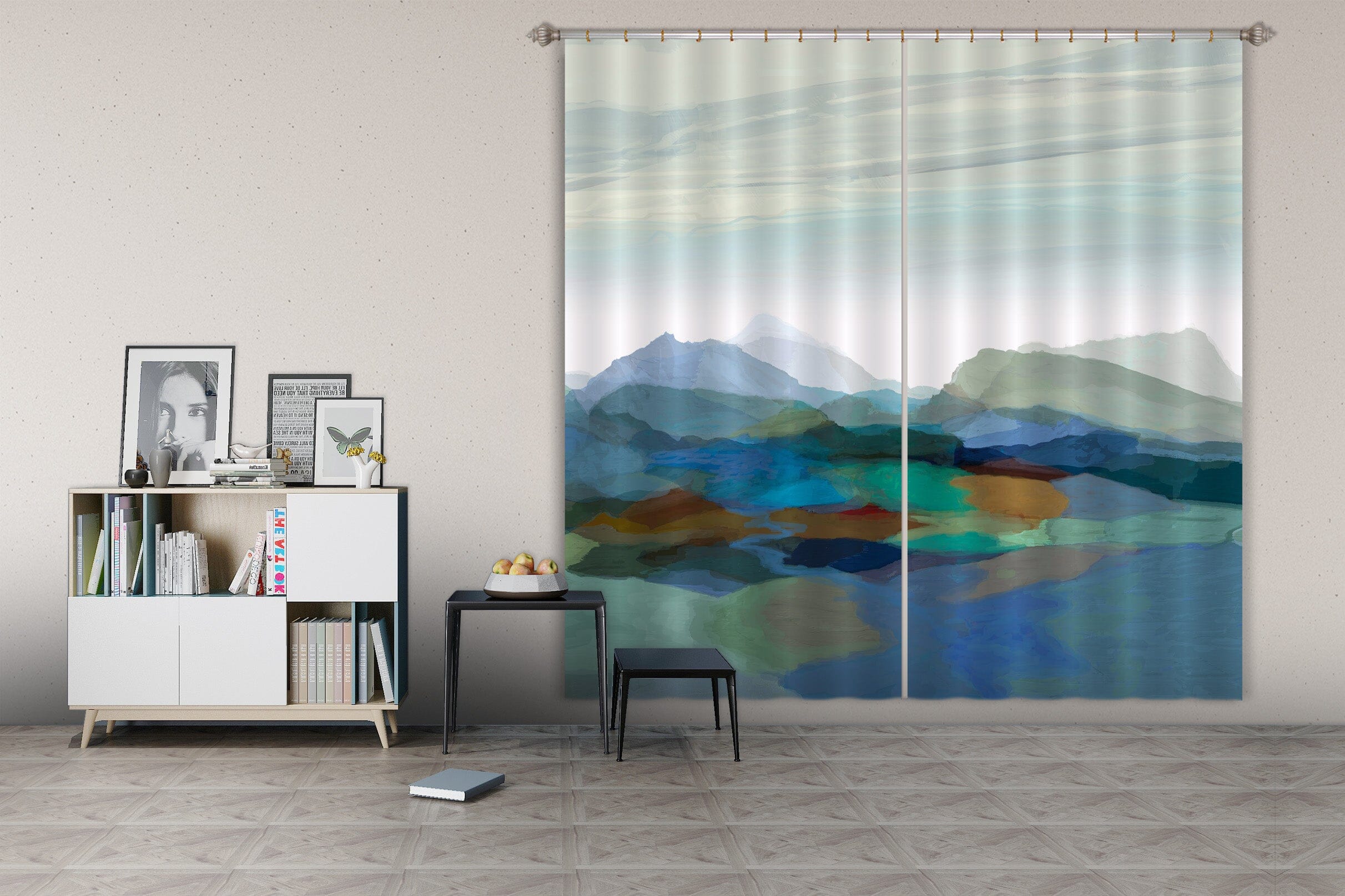 3D Dark Green Mountains 058 Michael Tienhaara Curtain Curtains Drapes Curtains AJ Creativity Home 
