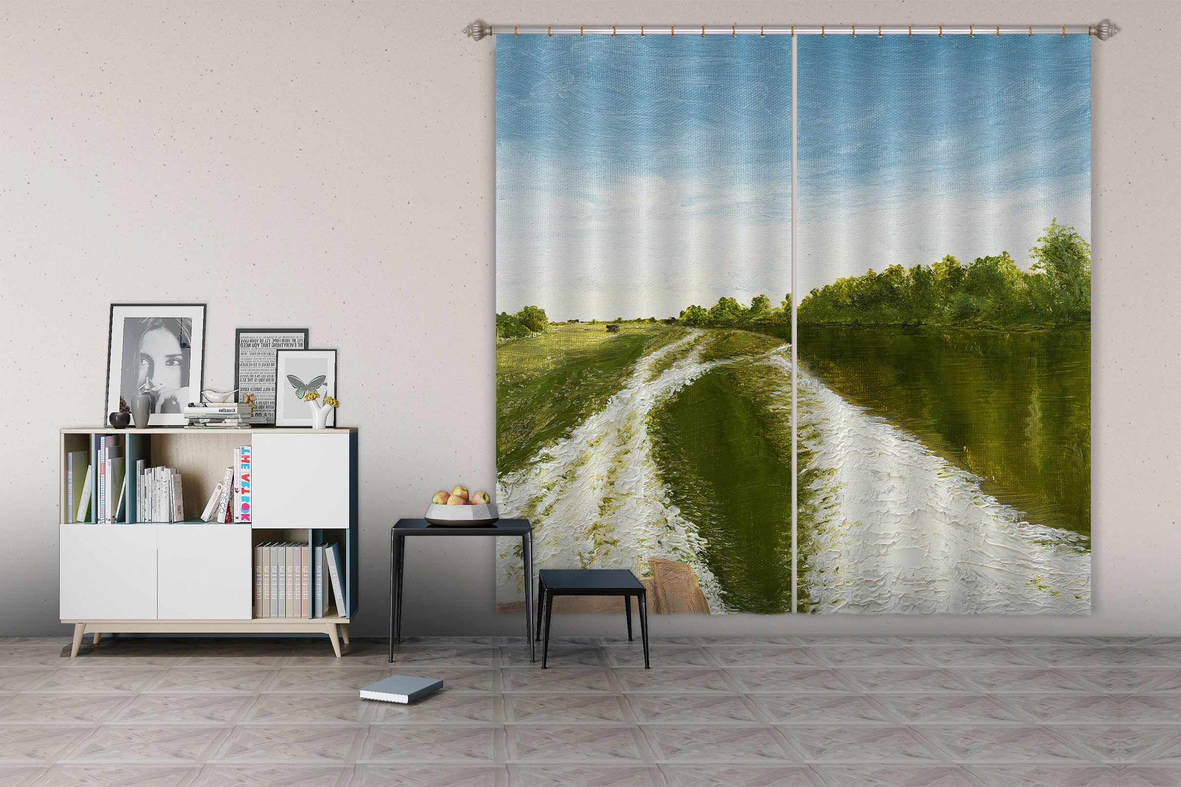 3D Lakeside Trees 1707 Marina Zotova Curtain Curtains Drapes