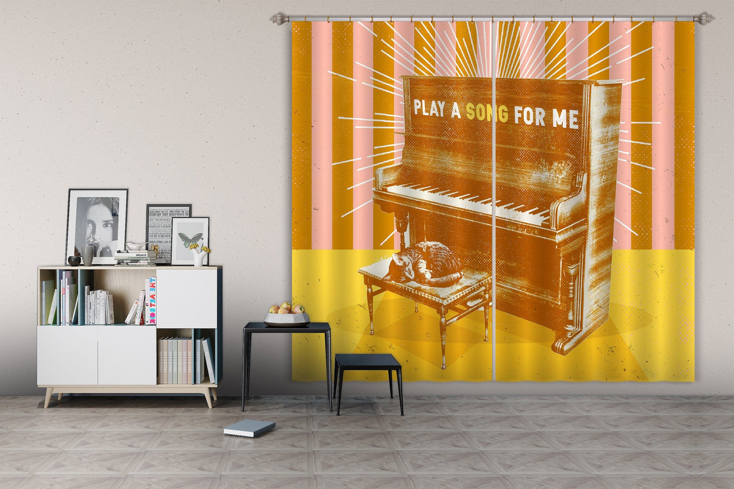 3D Play Piano 050 Showdeer Curtain Curtains Drapes Curtains AJ Creativity Home 