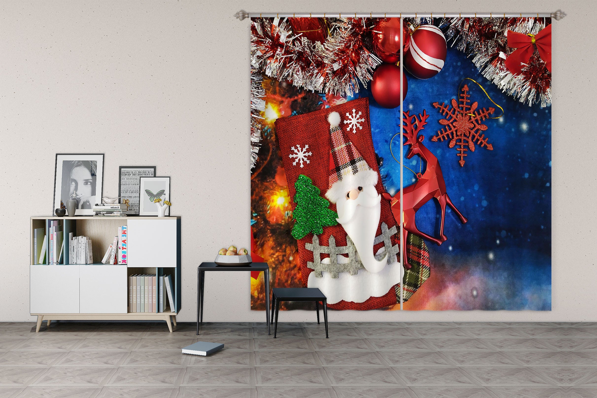 3D Santa Claus 52099 Christmas Curtains Drapes Xmas