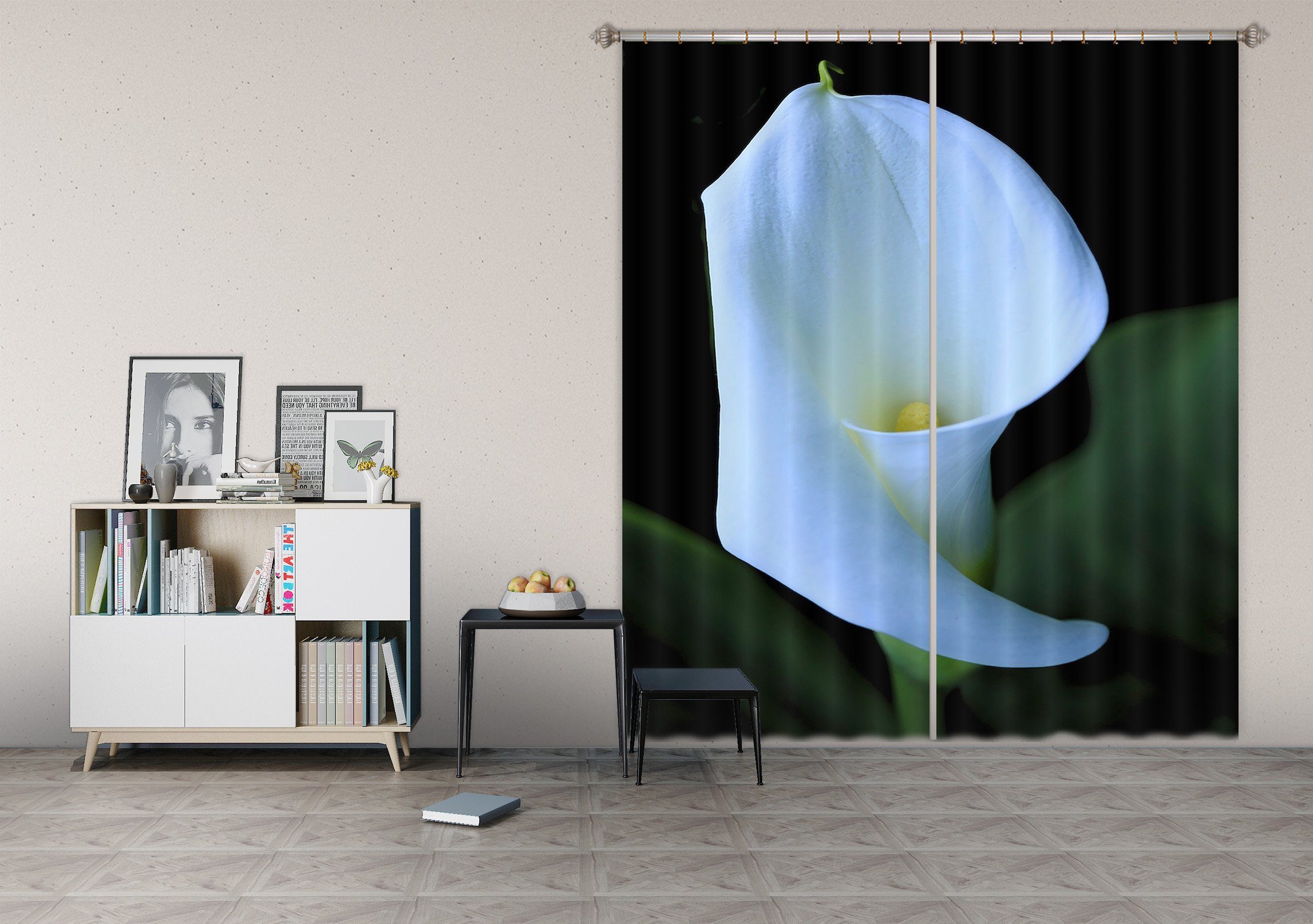 3D Calla Flower 069 Kathy Barefield Curtain Curtains Drapes Curtains AJ Creativity Home 