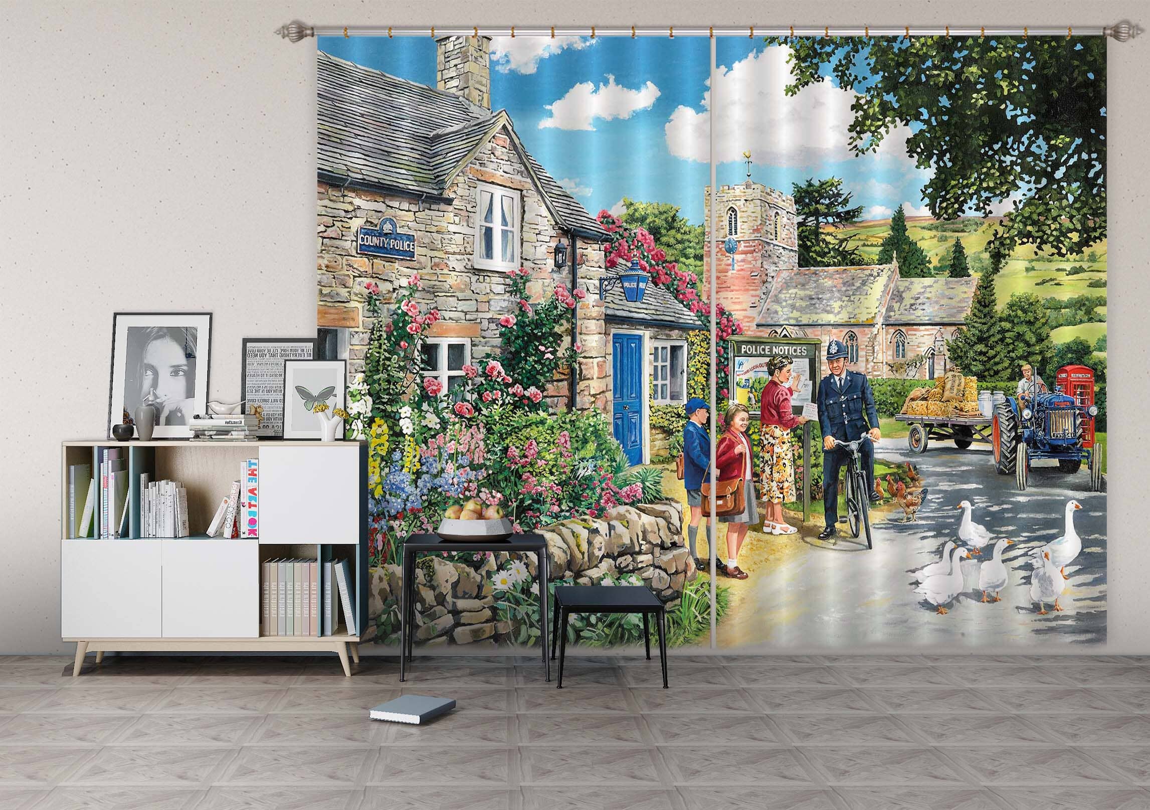 3D The Police House 104 Trevor Mitchell Curtain Curtains Drapes Curtains AJ Creativity Home 