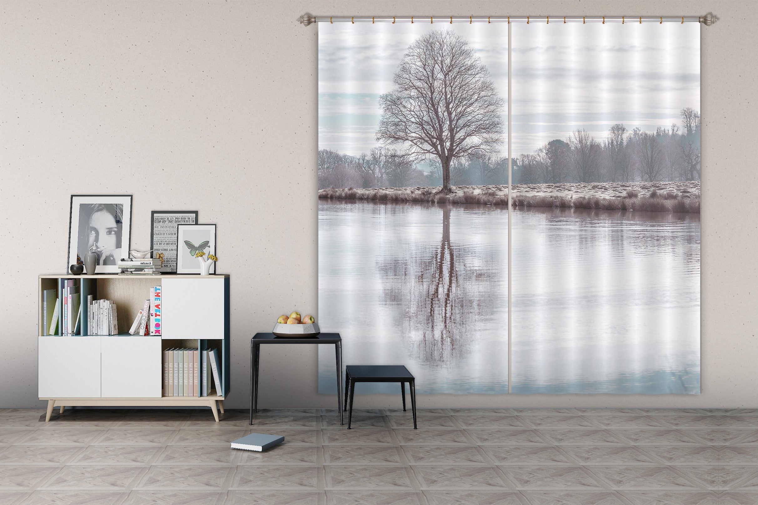 3D Tree Lake 081 Assaf Frank Curtain Curtains Drapes