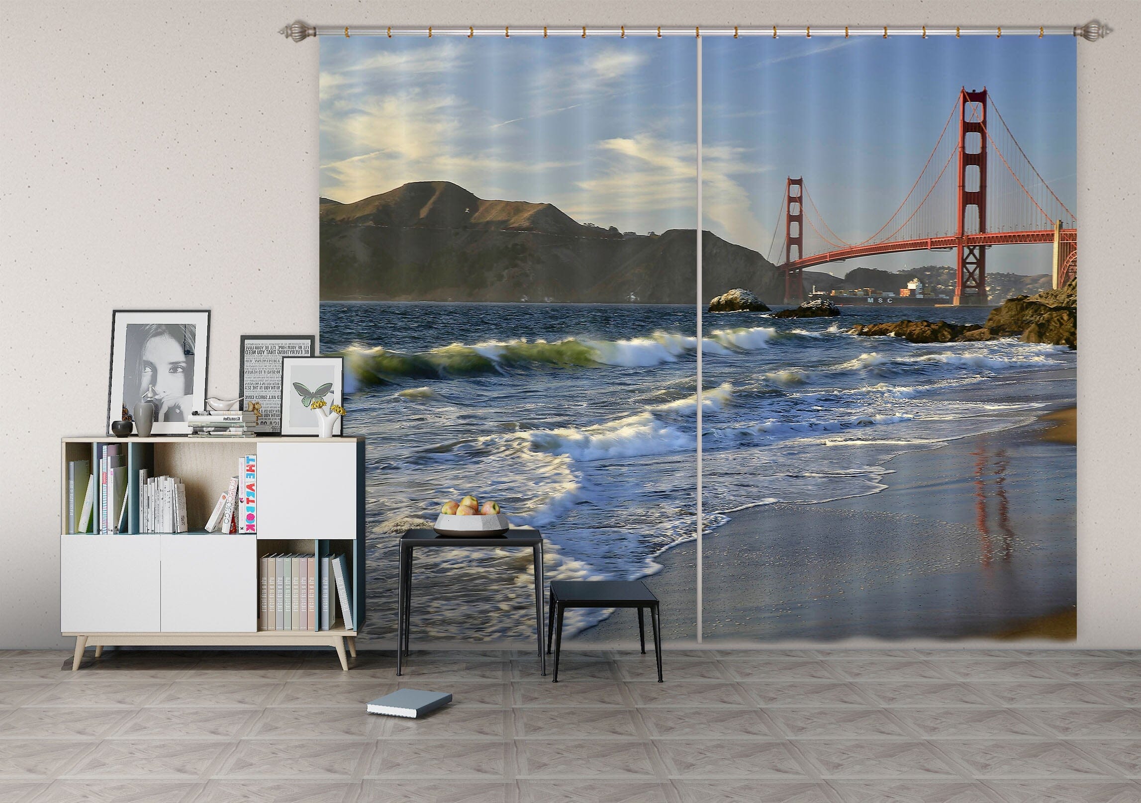 3D Wave Beach 050 Kathy Barefield Curtain Curtains Drapes Curtains AJ Creativity Home 