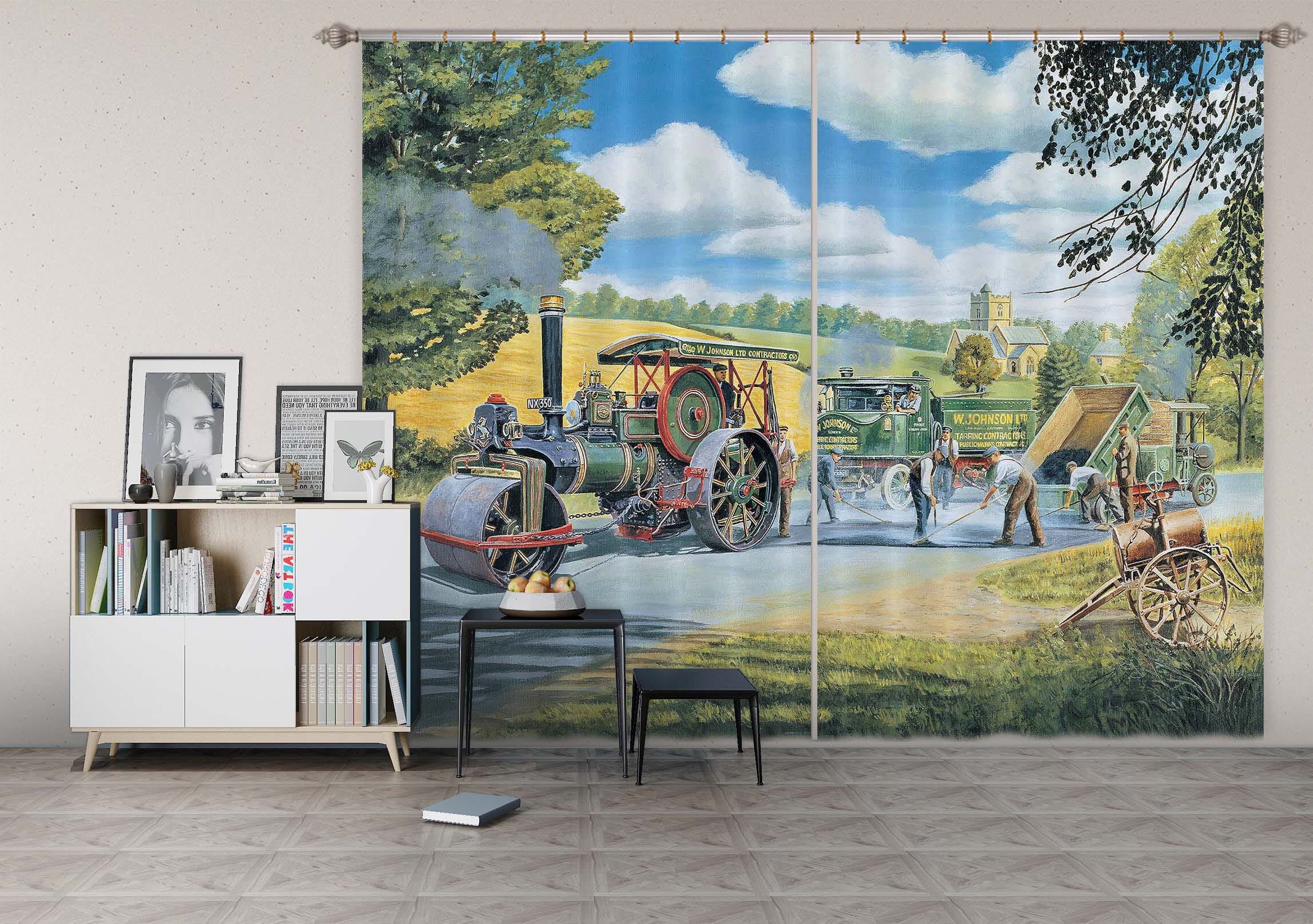 3D The Road Menders 106 Trevor Mitchell Curtain Curtains Drapes Curtains AJ Creativity Home 