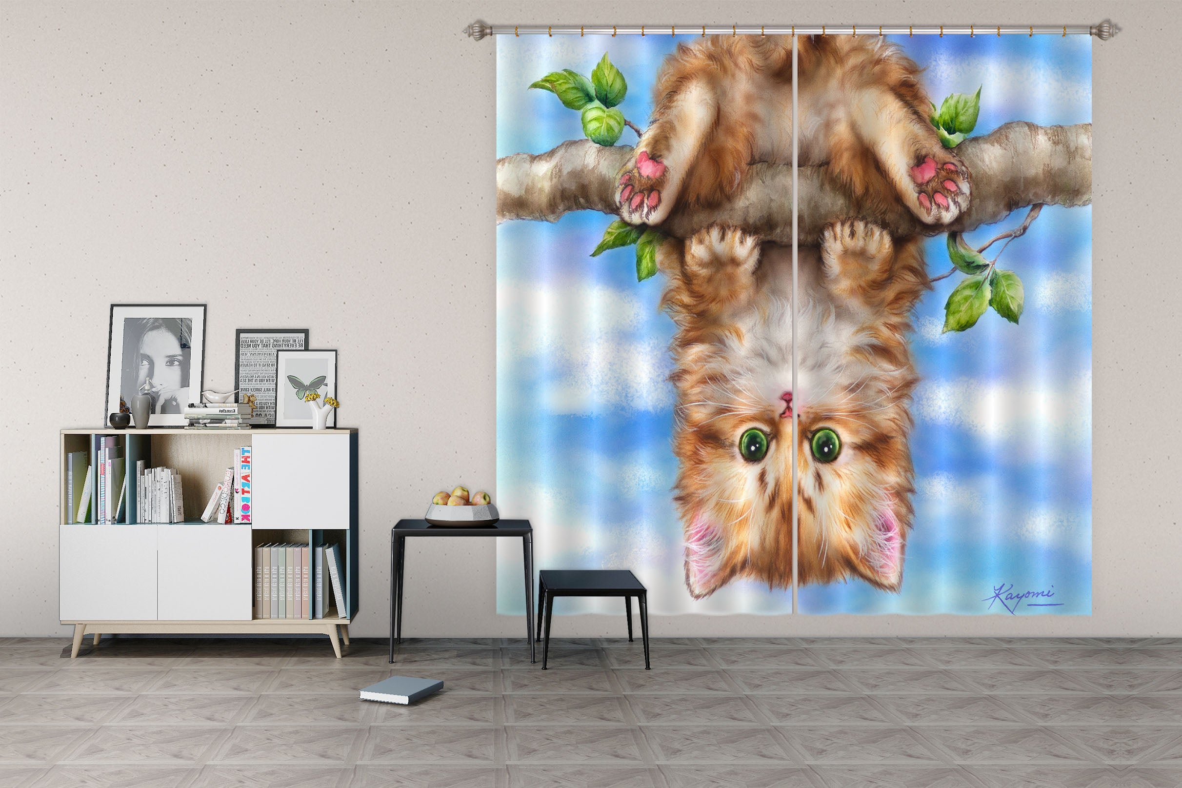 3D Cat Branch 9078 Kayomi Harai Curtain Curtains Drapes