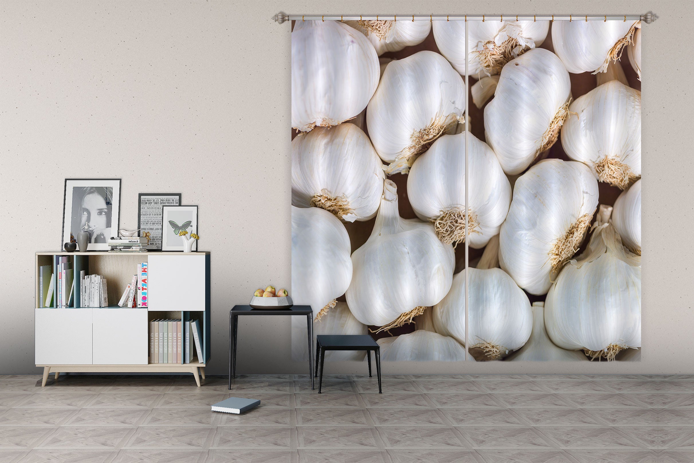 3D White Garlic 6557 Assaf Frank Curtain Curtains Drapes