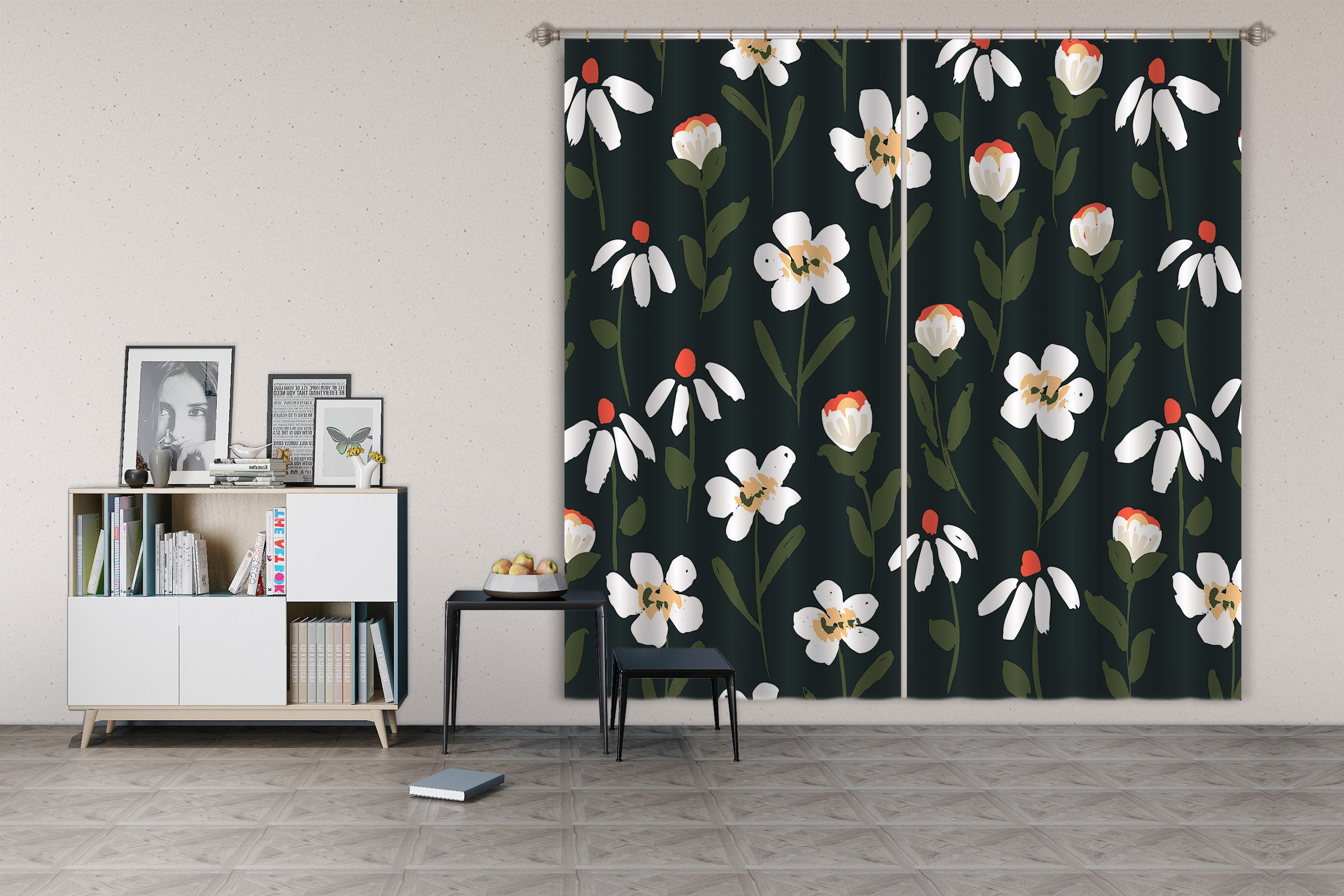 3D Flower Bud Pattern 11145 Kashmira Jayaprakash Curtain Curtains Drapes