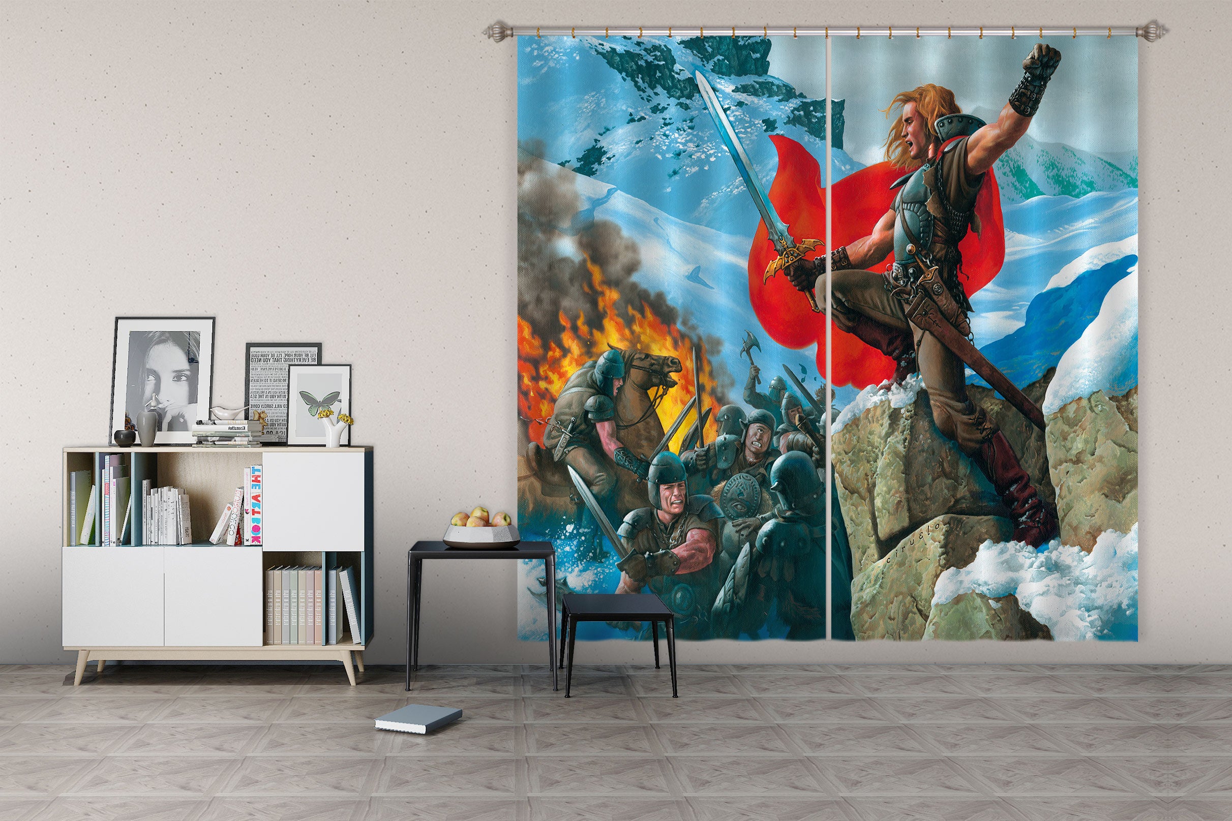 3D Snow Mountain Fighting Soldier 7178 Ciruelo Curtain Curtains Drapes