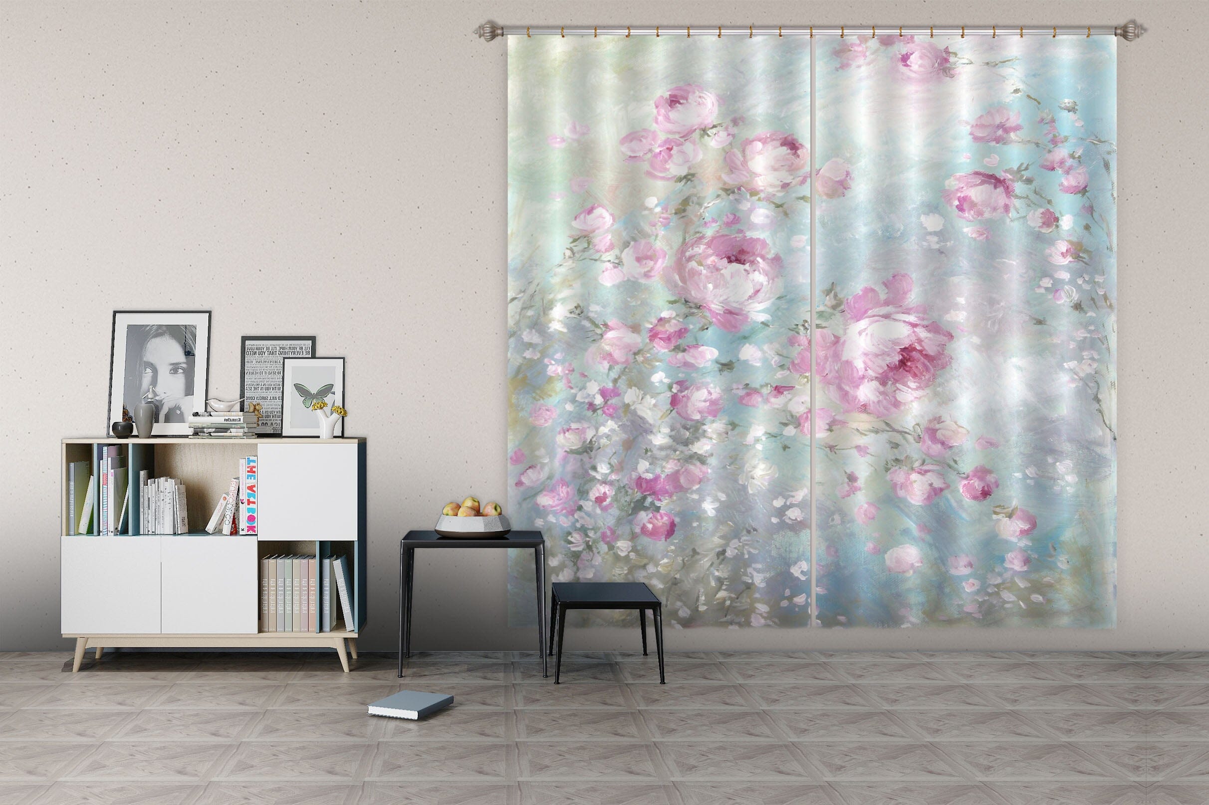 3D Pink Flowers 056 Debi Coules Curtain Curtains Drapes Curtains AJ Creativity Home 