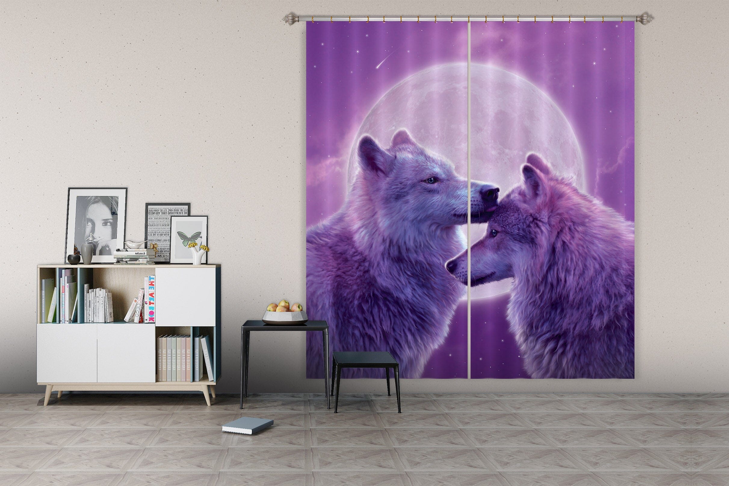3D Loving Wolves 049 Vincent Hie Curtain Curtains Drapes Curtains AJ Creativity Home 