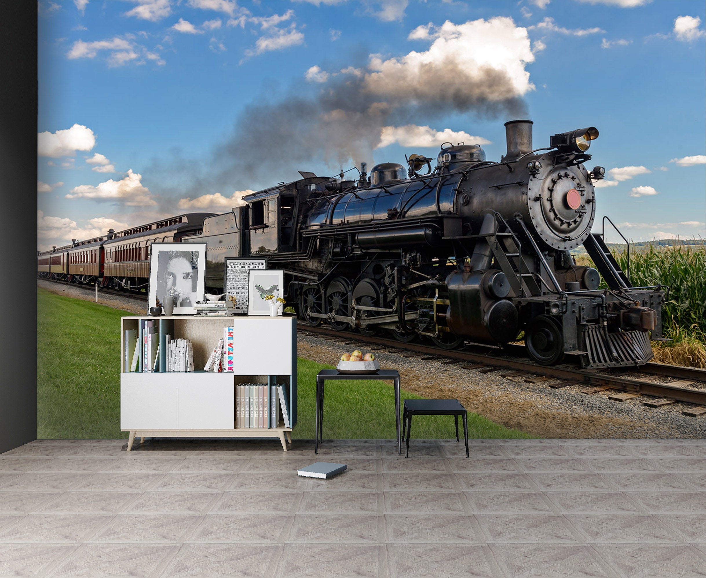 3D Train Head Smoke 171 Vehicle Wall Murals