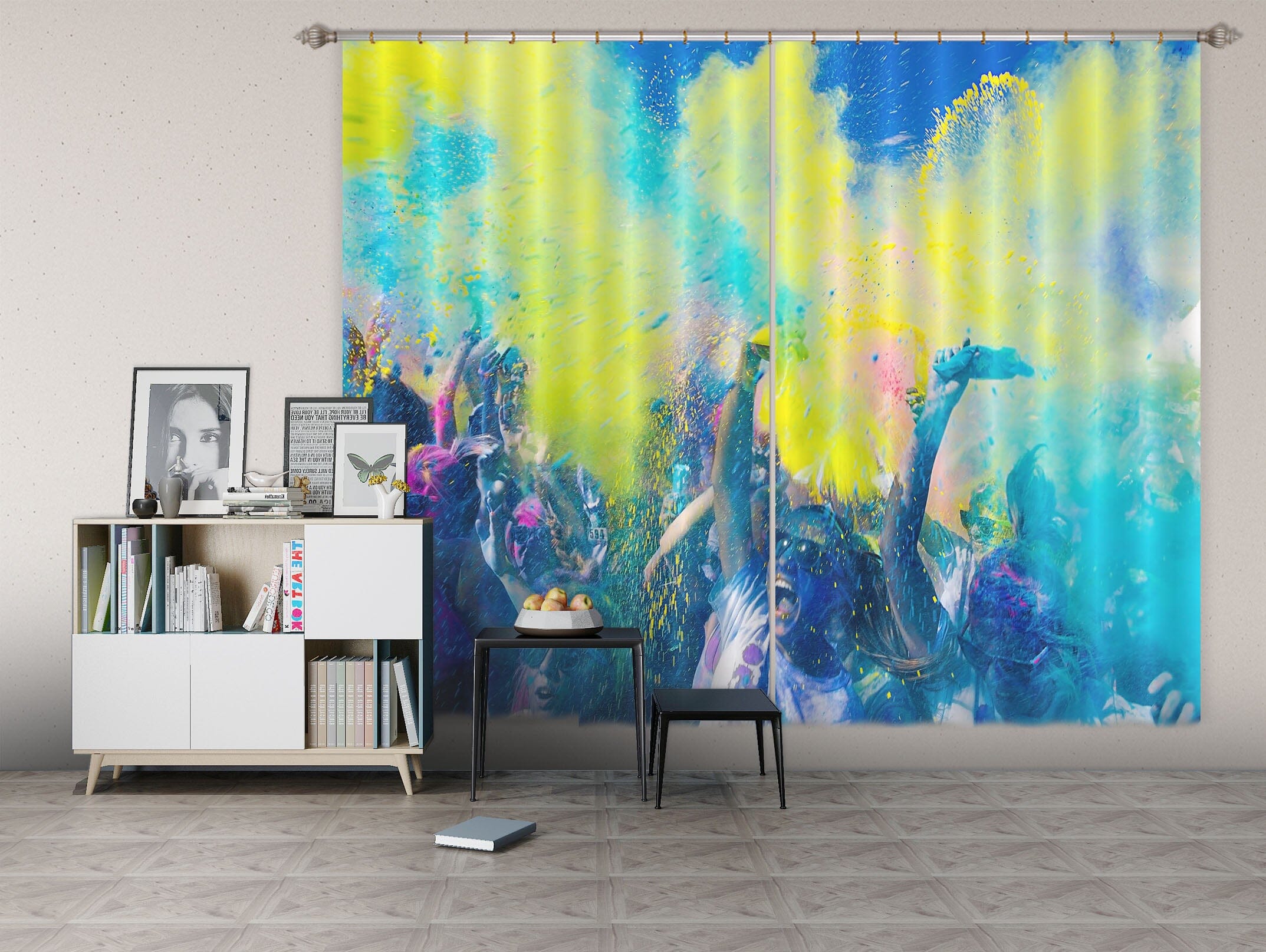 3D Blue Flowers 707 Curtains Drapes Wallpaper AJ Wallpaper 