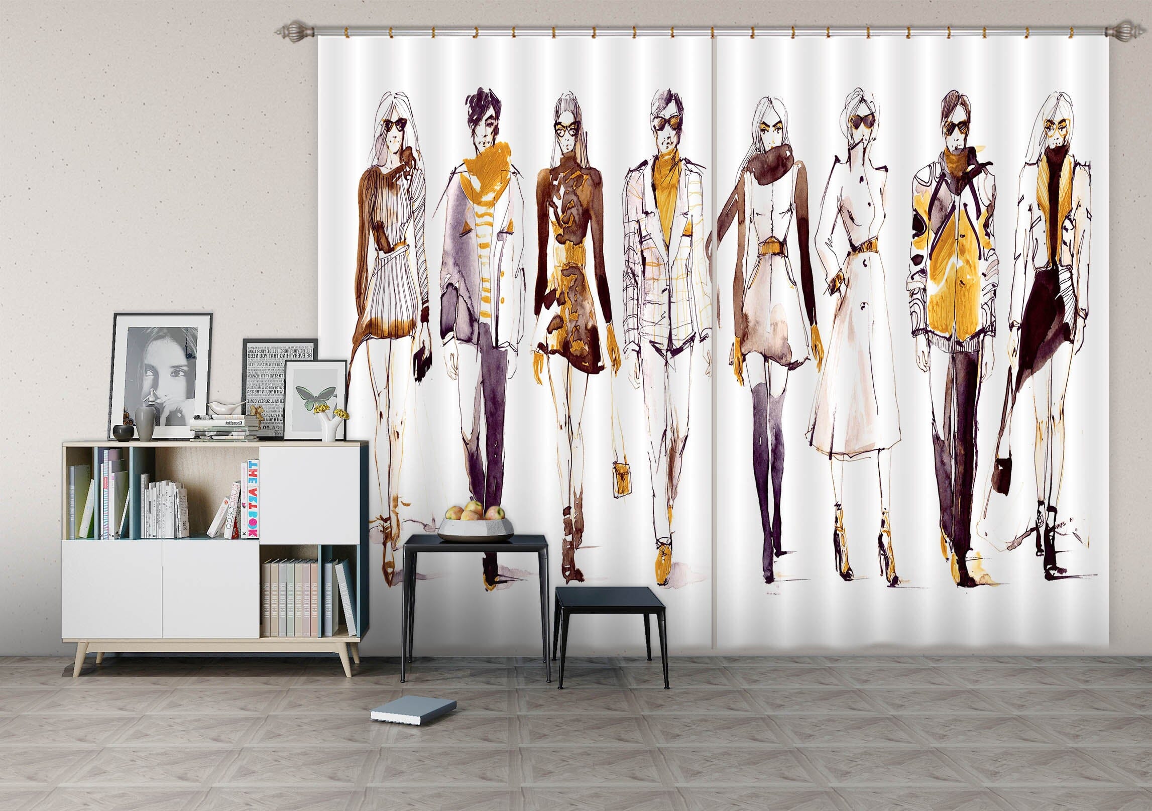 3D Fashion Woman 716 Curtains Drapes Wallpaper AJ Wallpaper 