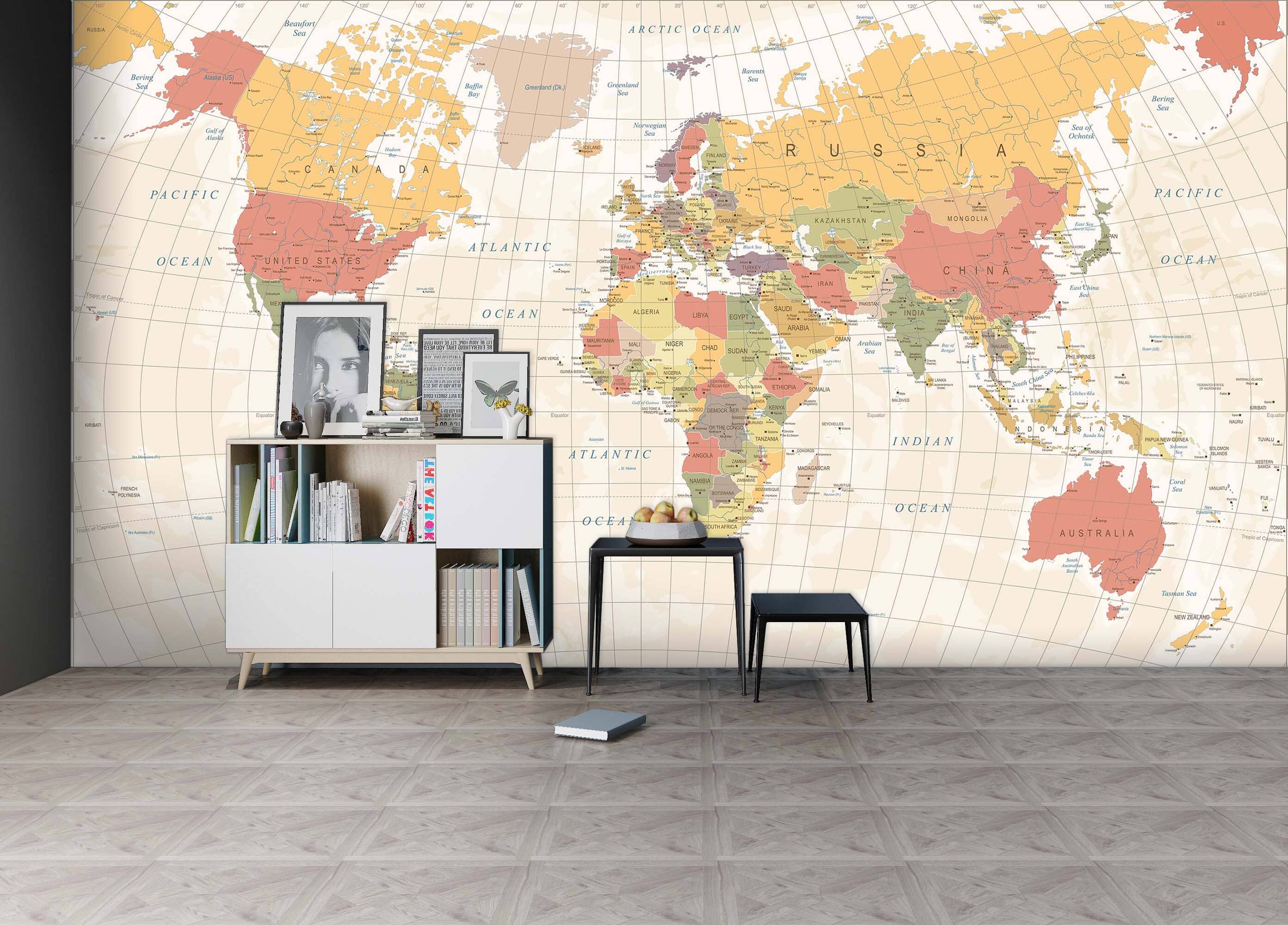 3D Orange World Map 133 Wall Murals Wallpaper AJ Wallpaper 2 