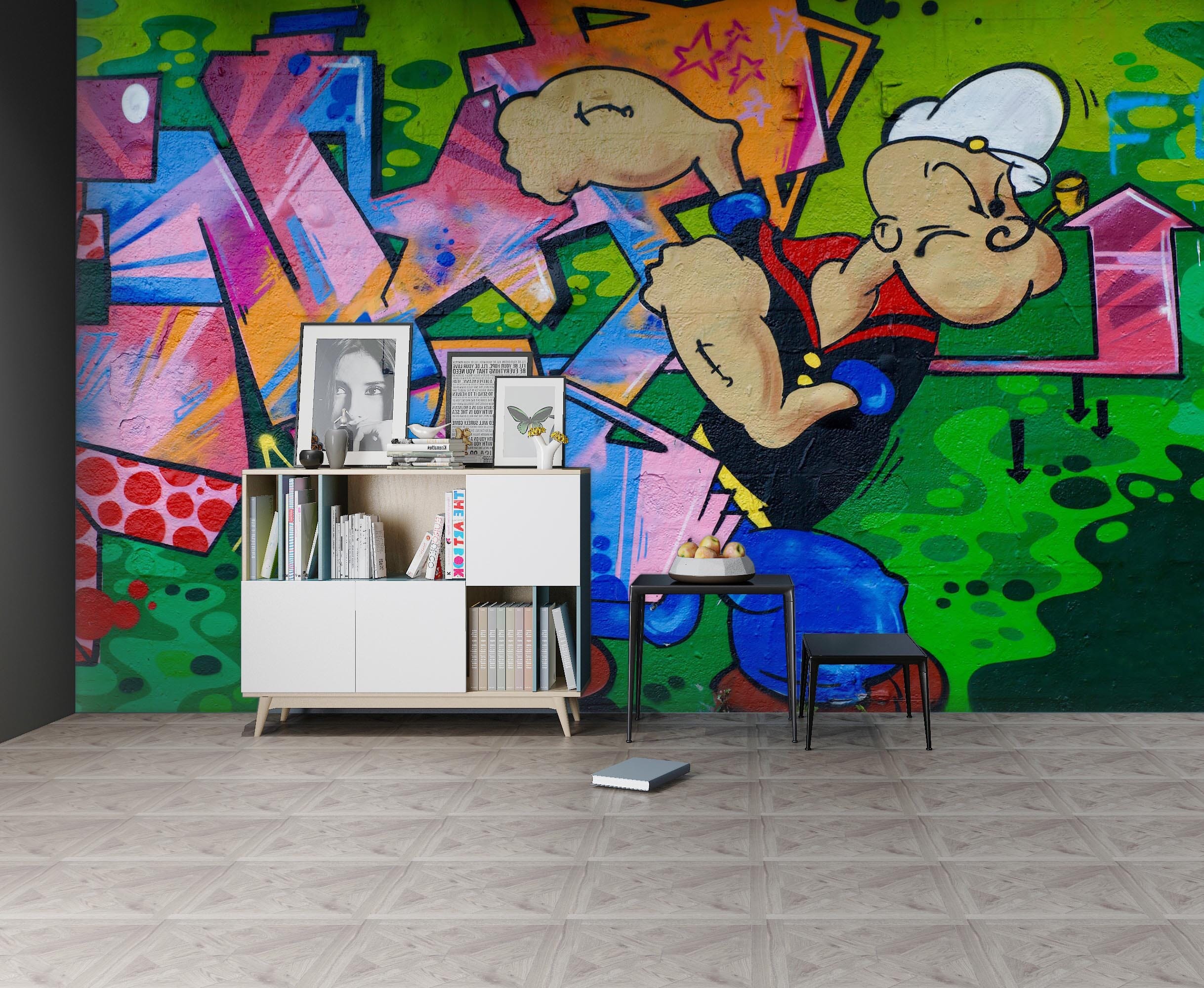 3D Popeye Graffiti 138 Wall Murals Wallpaper AJ Wallpaper 2 
