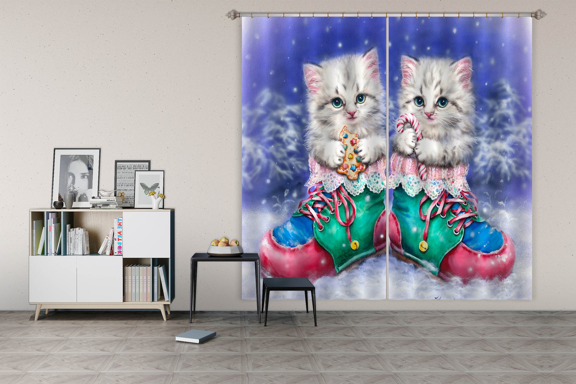 3D Cat Shoes 9095 Kayomi Harai Curtain Curtains Drapes