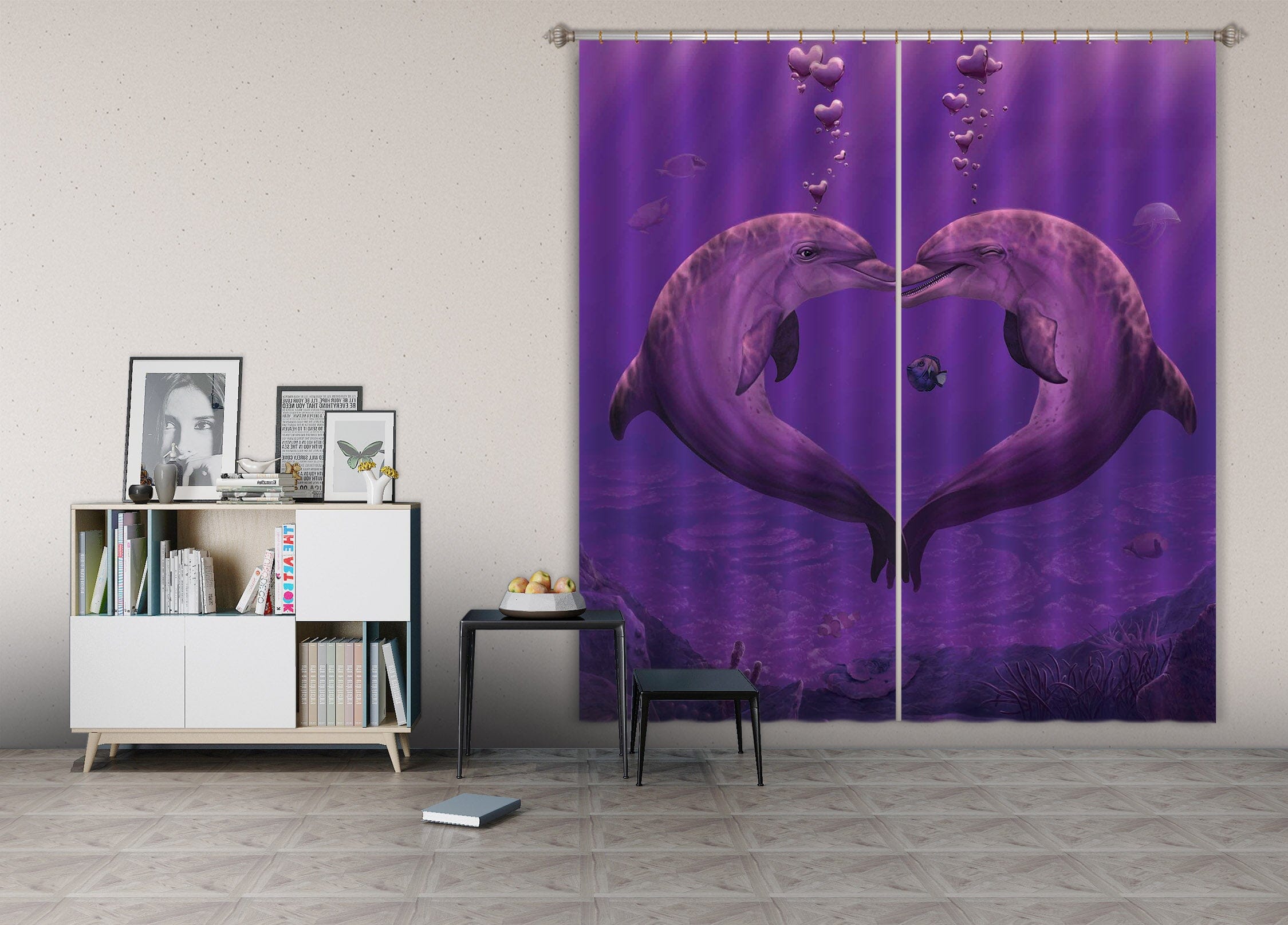 3D Sea Of Hearts Def 067 Vincent Hie Curtain Curtains Drapes Curtains AJ Creativity Home 