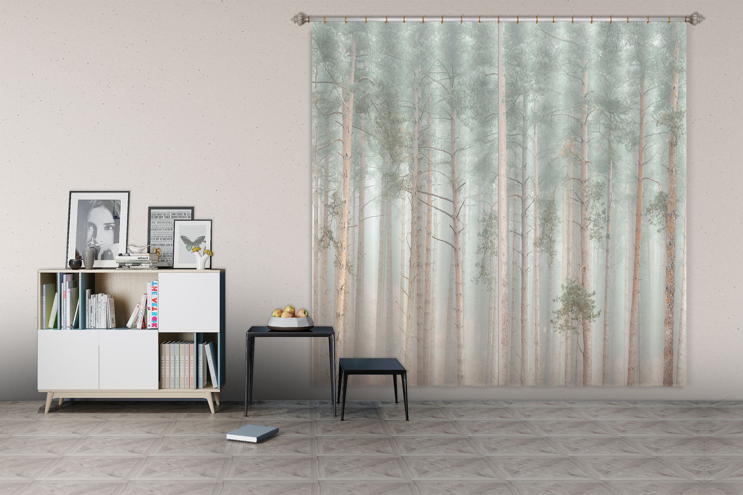3D Green Trees 6592 Assaf Frank Curtain Curtains Drapes