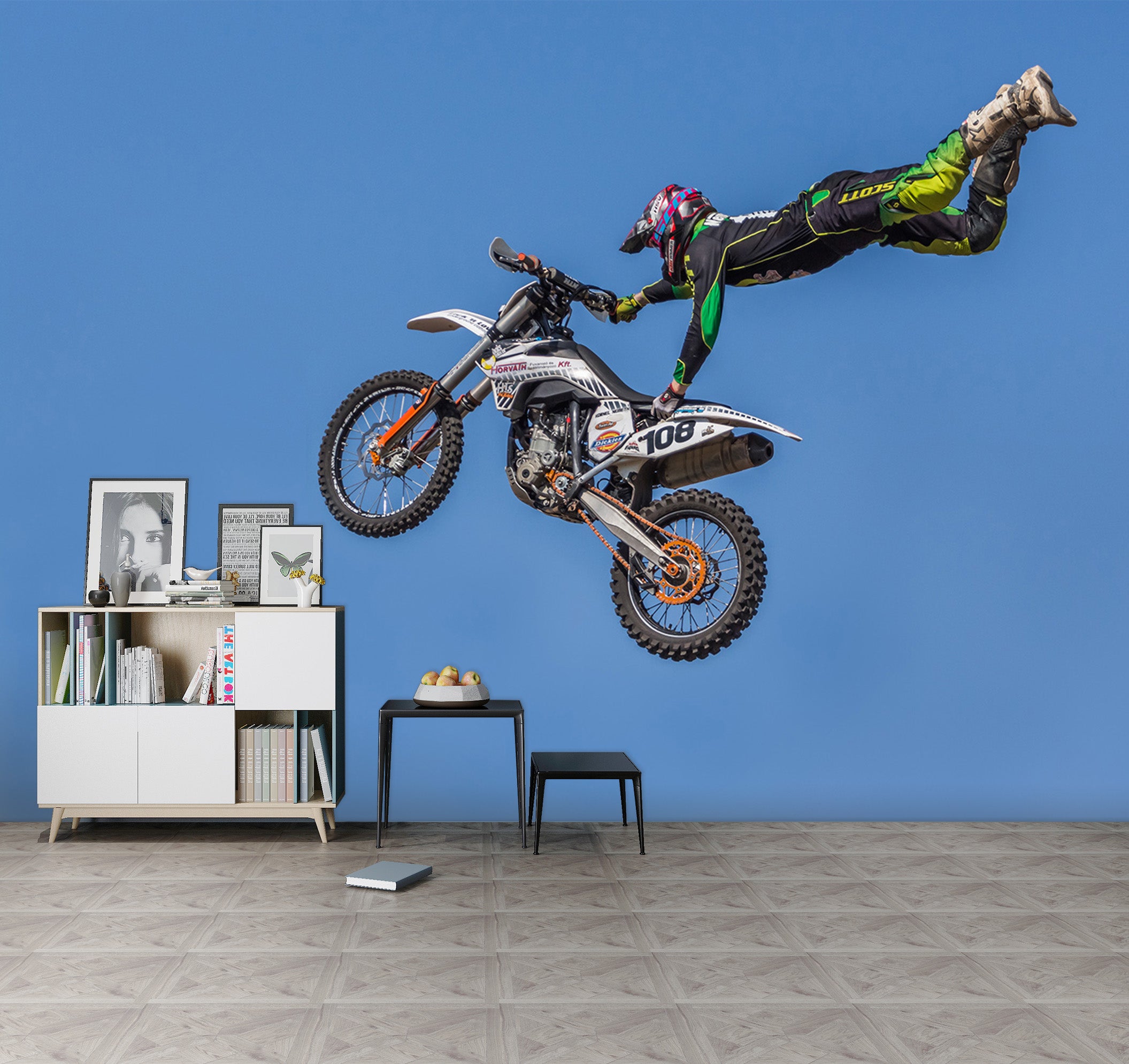3D Motorcycle Fly 122 Vehicle Wall Murals