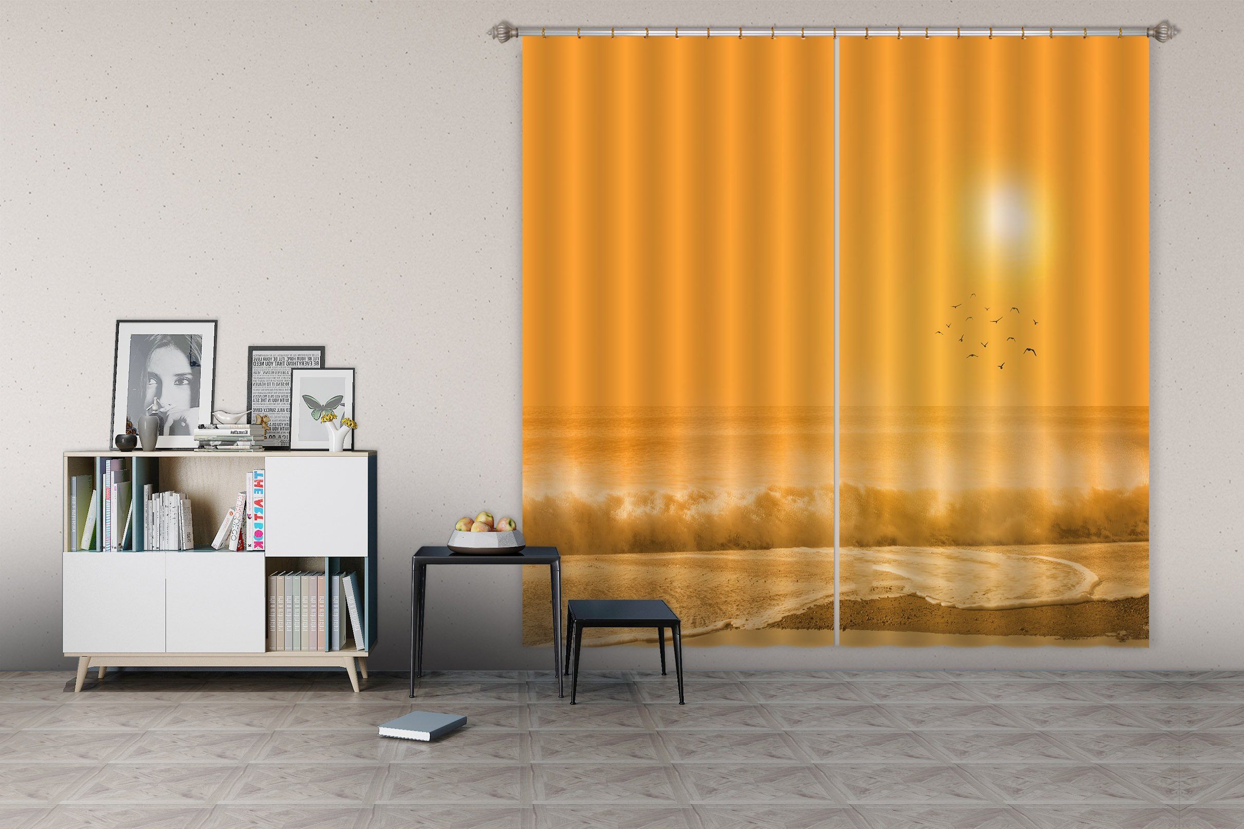 3D Beach Sunset 163 Marco Carmassi Curtain Curtains Drapes Curtains AJ Creativity Home 