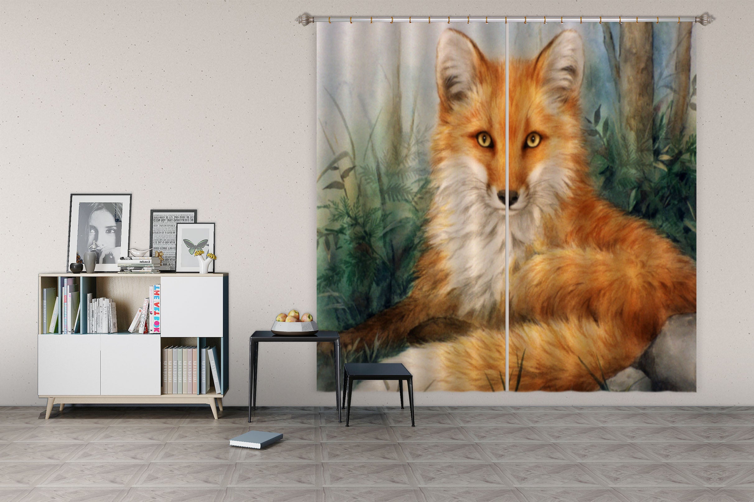 3D Animal Fox 9100 Kayomi Harai Curtain Curtains Drapes