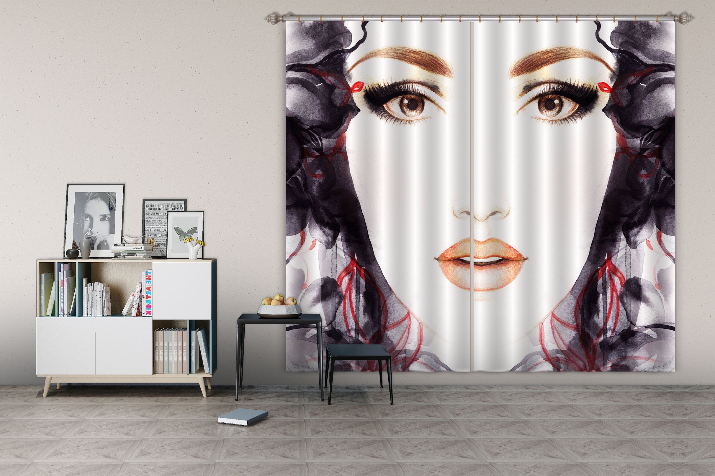 3D Youth Girl 022 Curtains Drapes