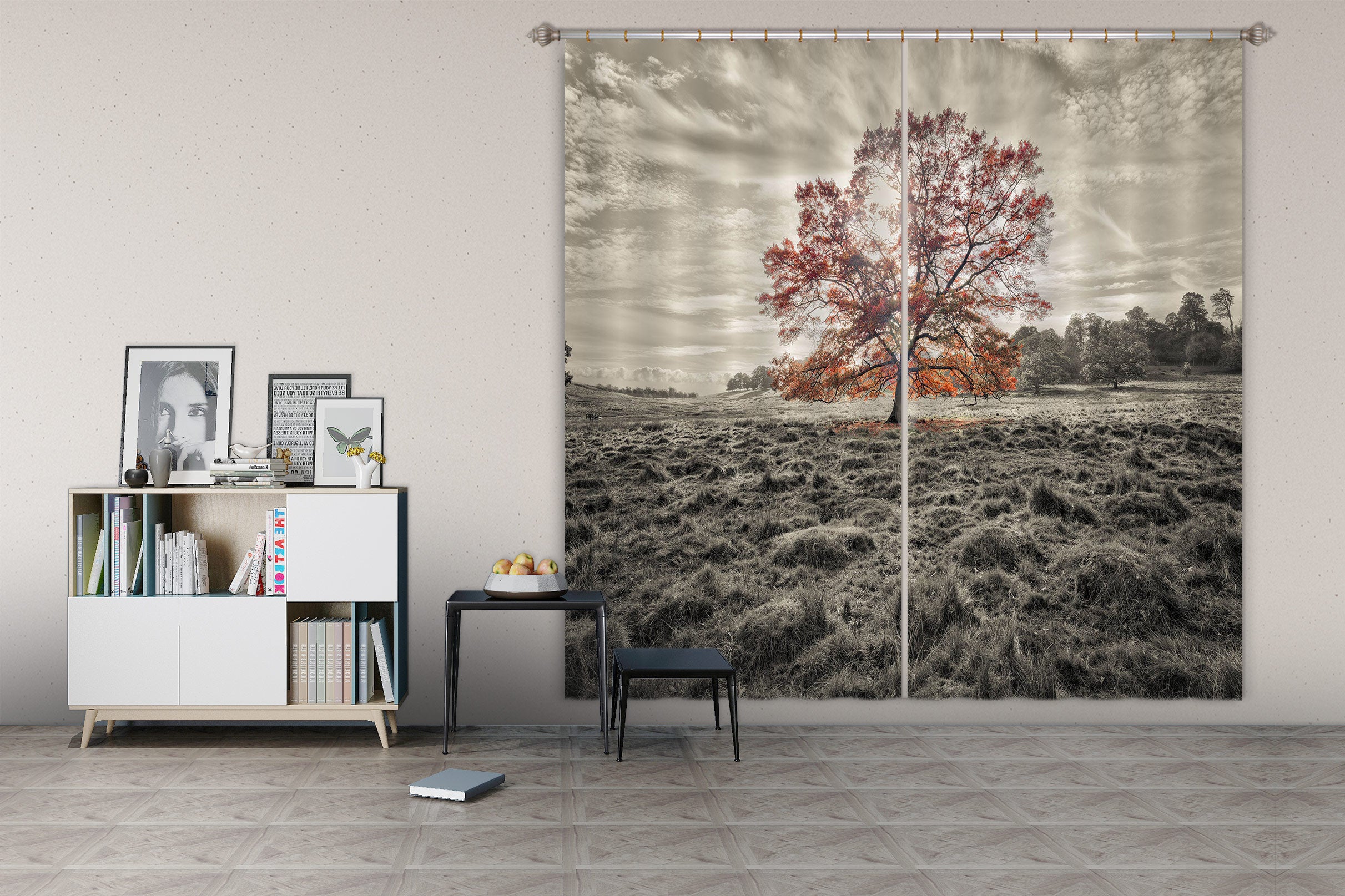 3D Red Tree 063 Assaf Frank Curtain Curtains Drapes