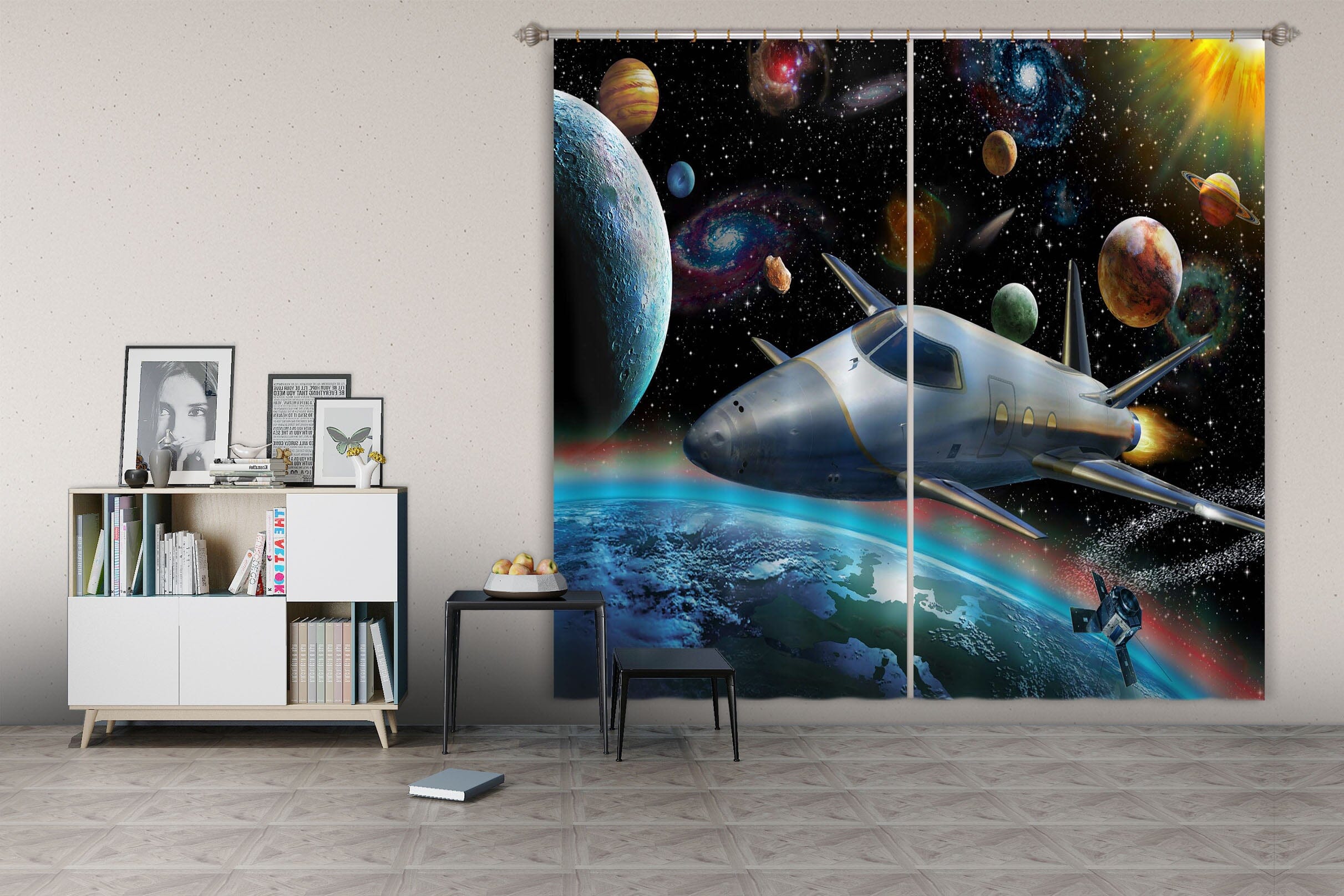 3D Planet Spaceship 060 Adrian Chesterman Curtain Curtains Drapes Curtains AJ Creativity Home 