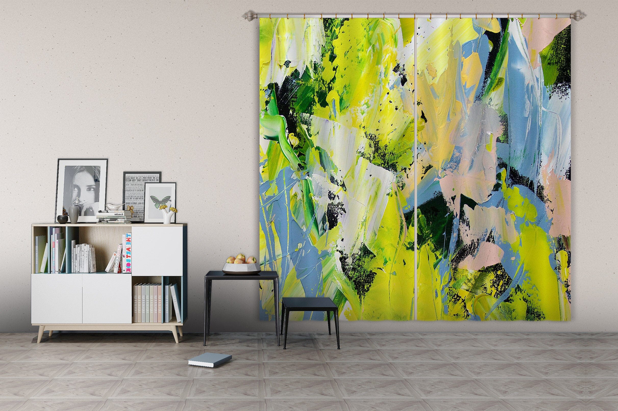 3D Yellow Pattern 253 Allan P. Friedlander Curtain Curtains Drapes Curtains AJ Creativity Home 