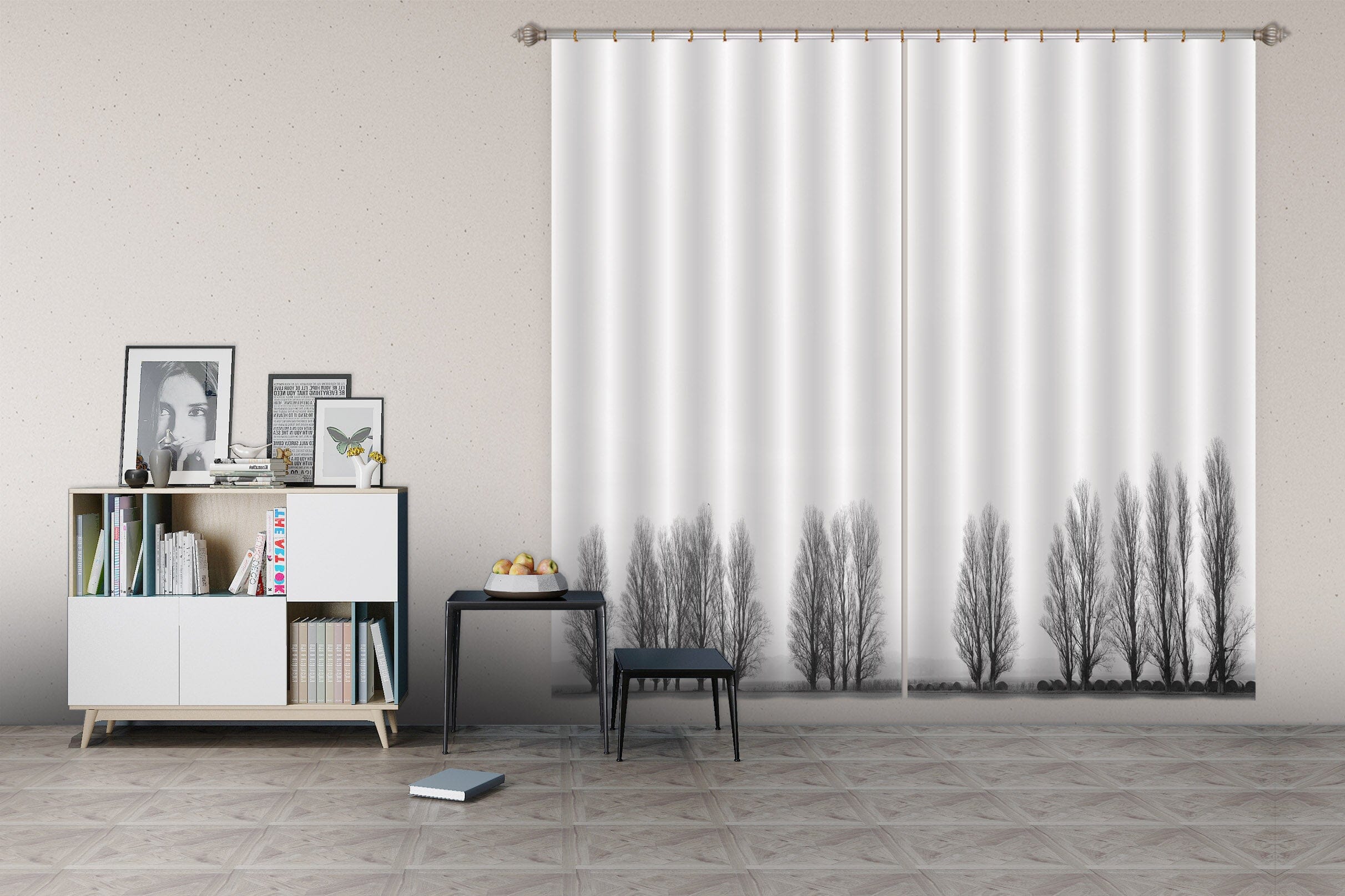 3D Little Black Tree 188 Marco Carmassi Curtain Curtains Drapes Curtains AJ Creativity Home 