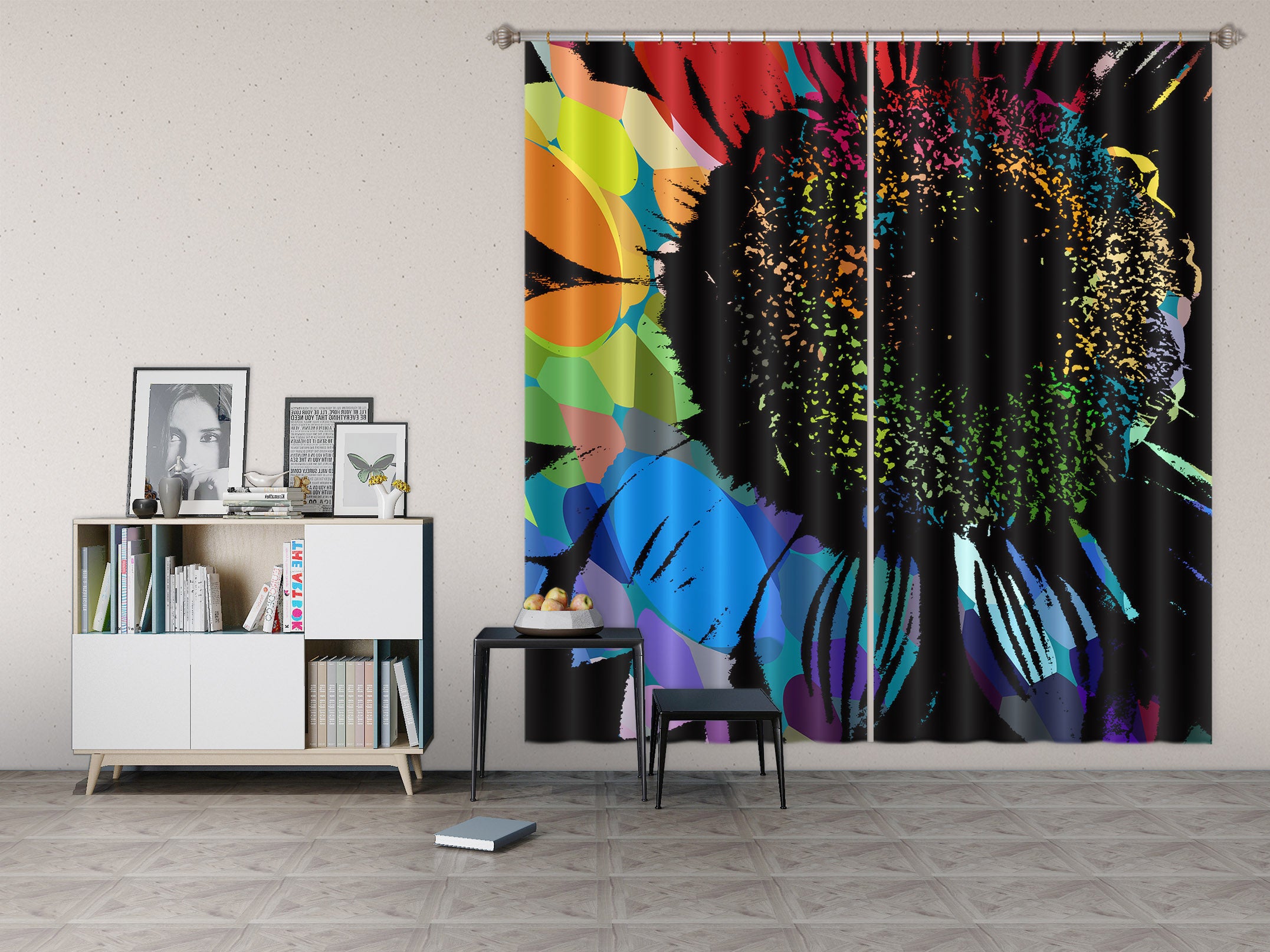 3D Colored Petals 19177 Shandra Smith Curtain Curtains Drapes