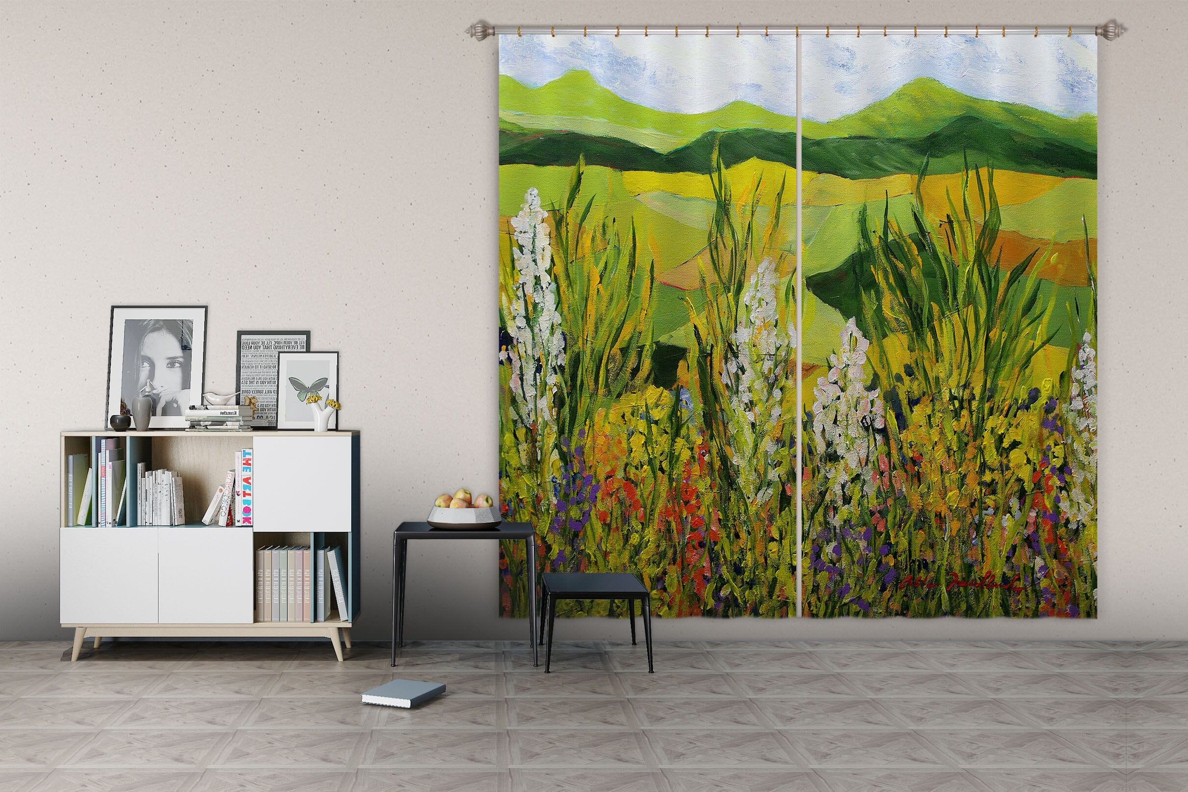 3D Field Flowers 244 Allan P. Friedlander Curtain Curtains Drapes Curtains AJ Creativity Home 
