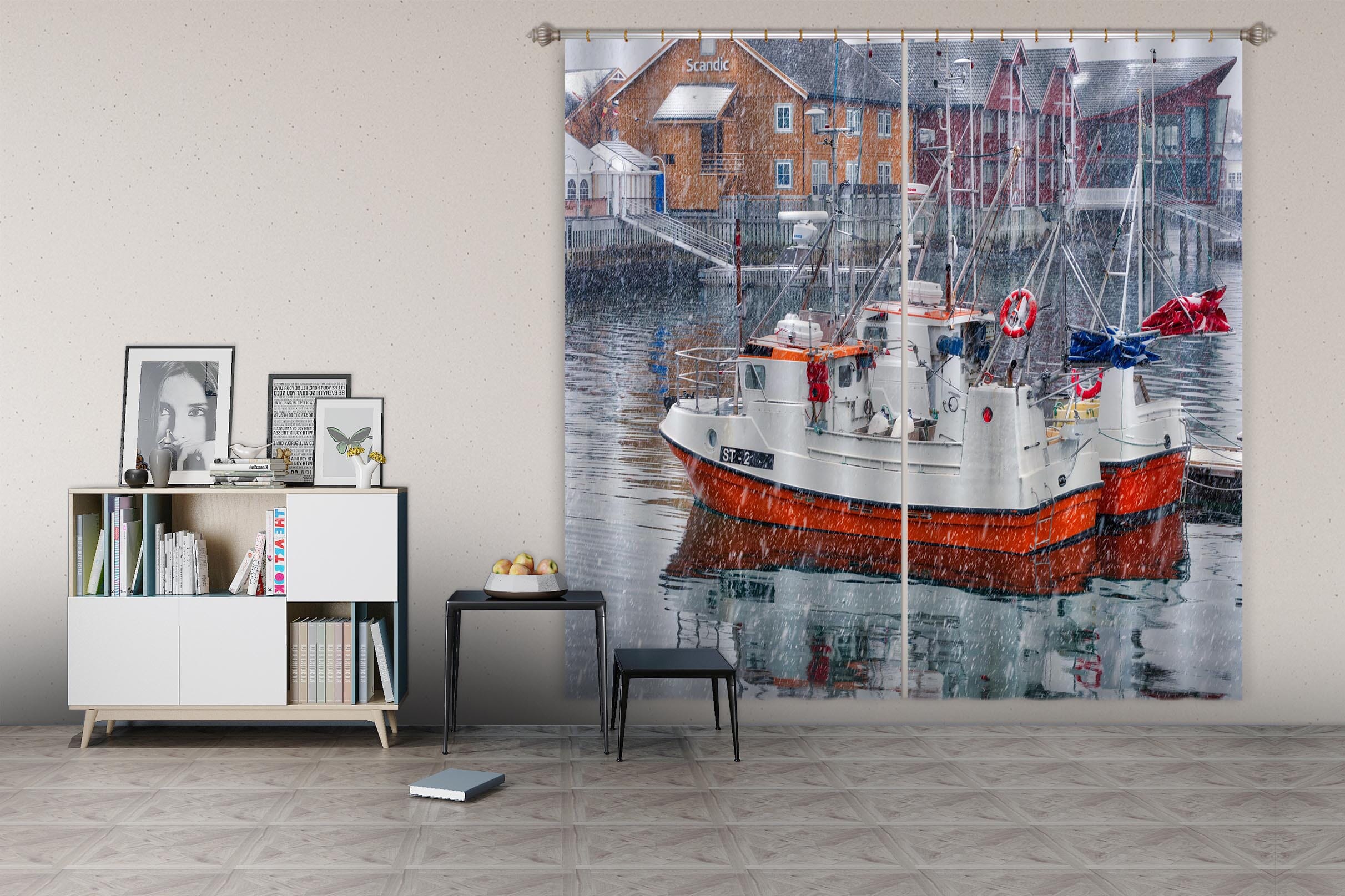3D River Ship 045 Marco Carmassi Curtain Curtains Drapes Curtains AJ Creativity Home 