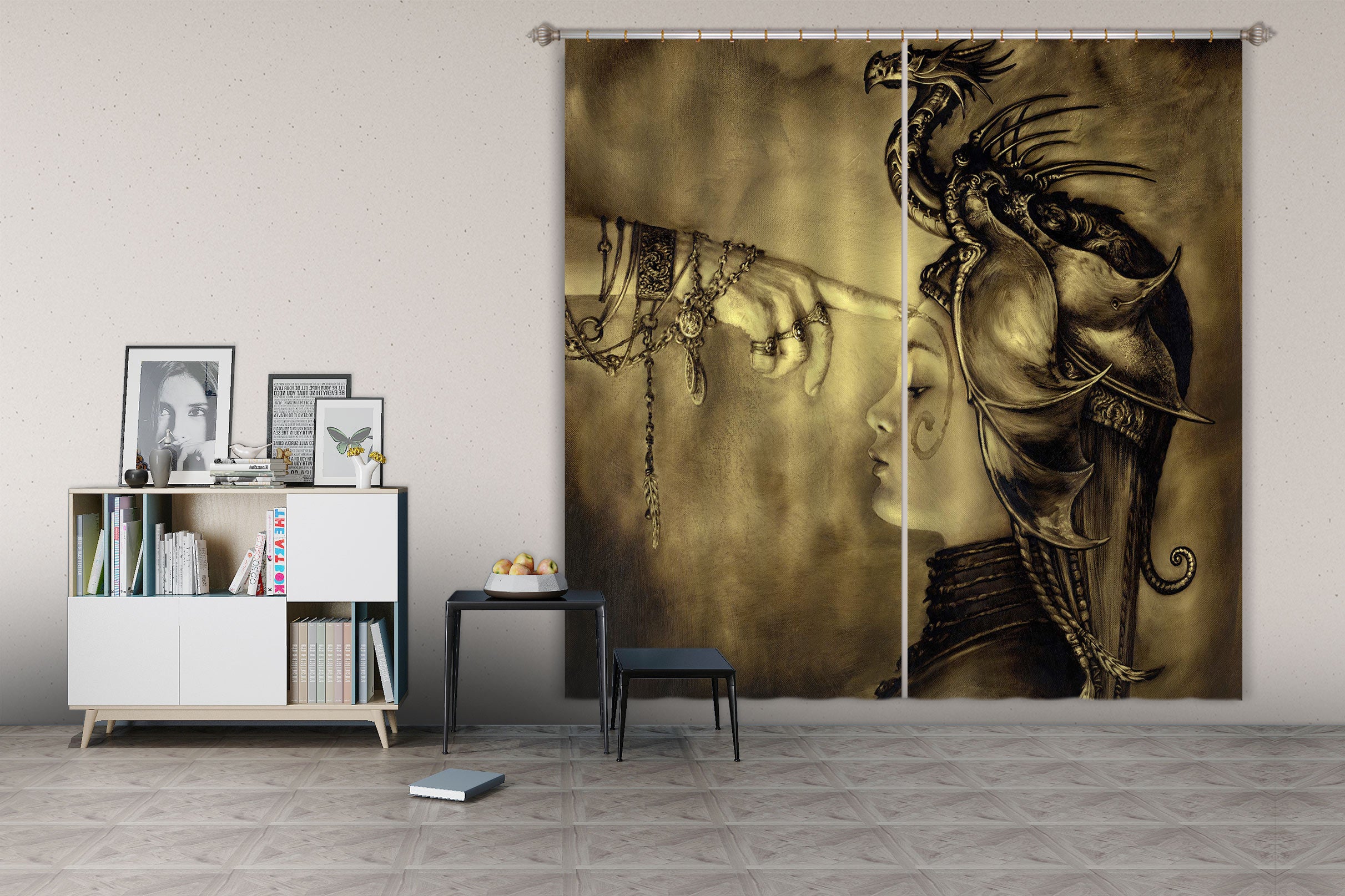 3D Dragon Female Finger 8009 Ciruelo Curtain Curtains Drapes