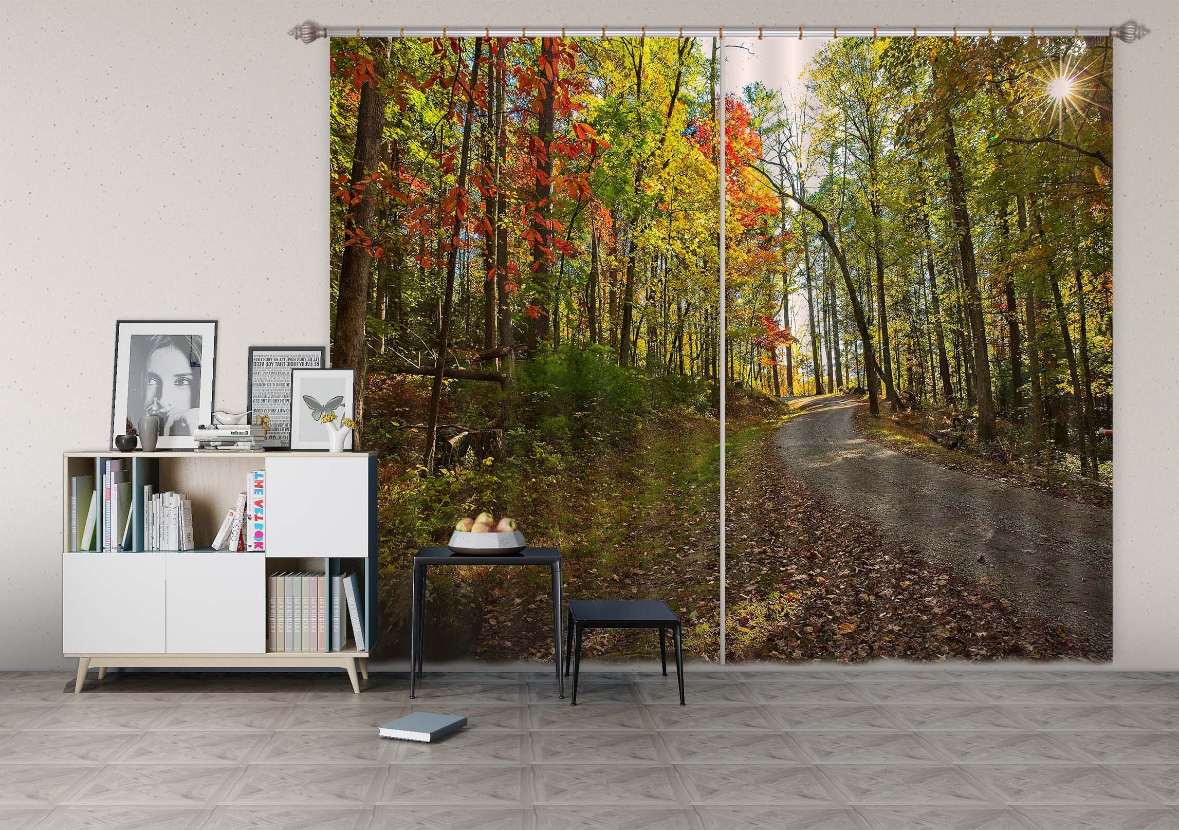 3D Sunny Forest 060 Kathy Barefield Curtain Curtains Drapes Curtains AJ Creativity Home 