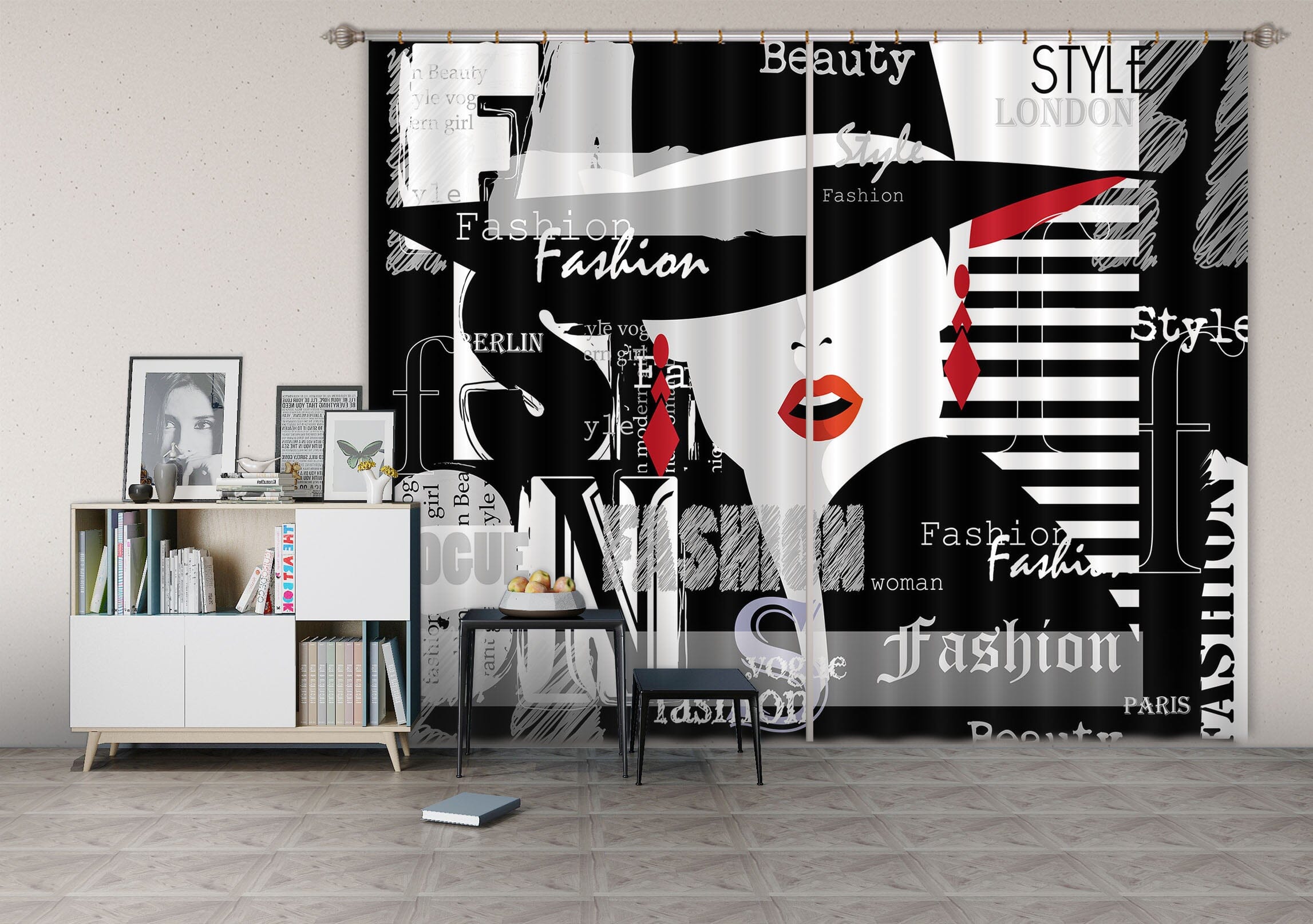 3D Red Lips 785 Curtains Drapes Wallpaper AJ Wallpaper 