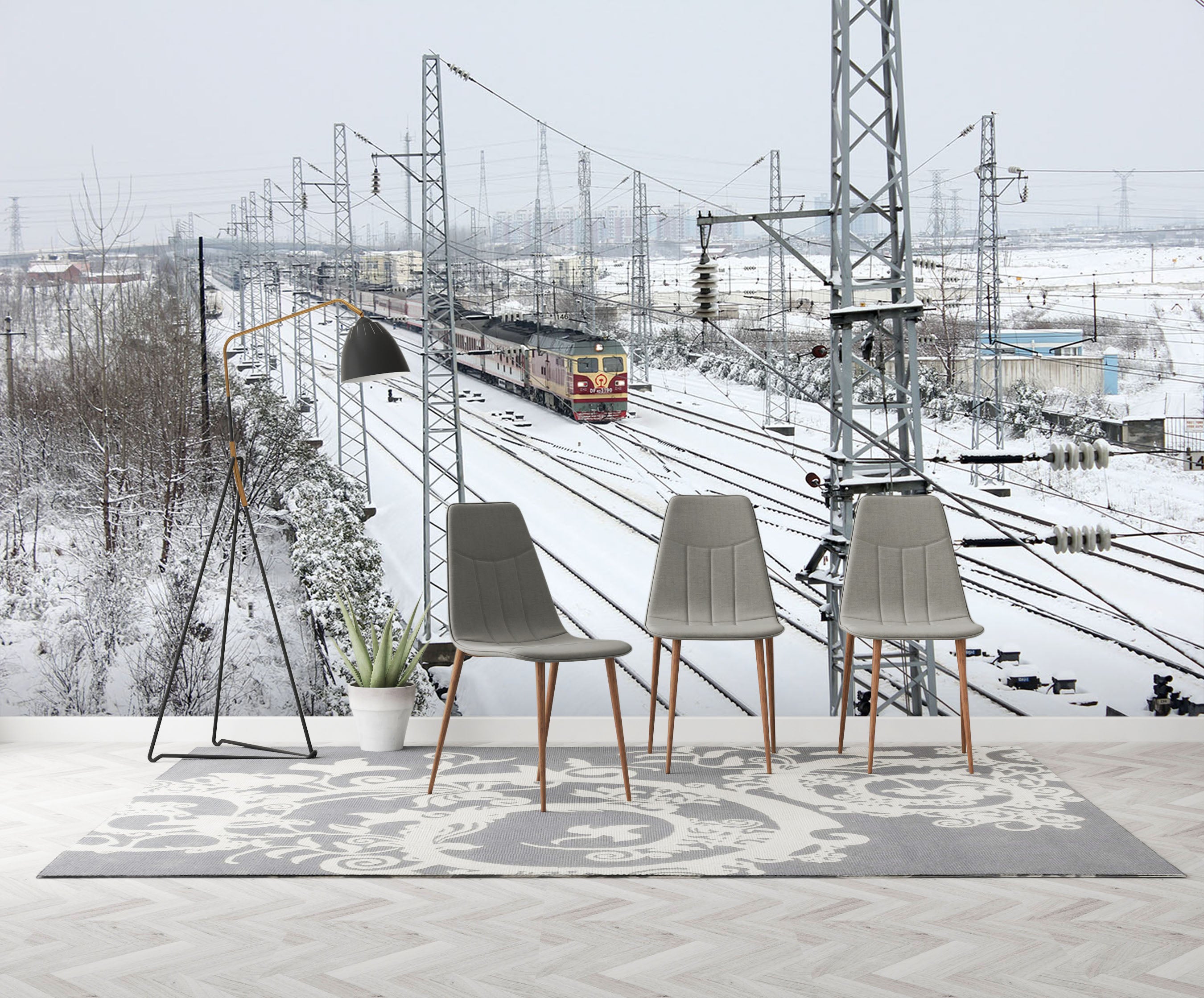 3D White Snow Train 066 Vehicle Wall Murals