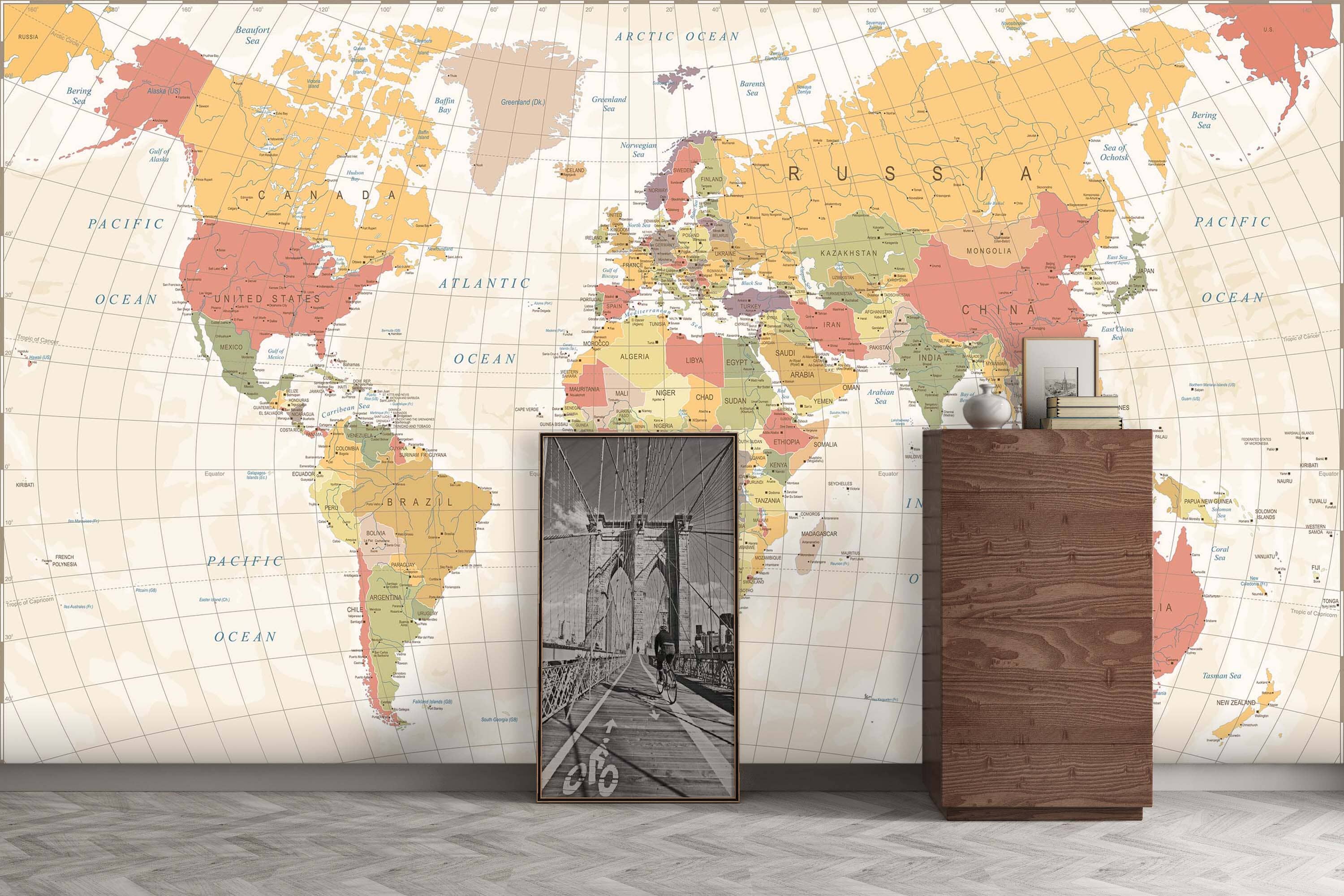 3D Orange World Map 133 Wall Murals Wallpaper AJ Wallpaper 2 