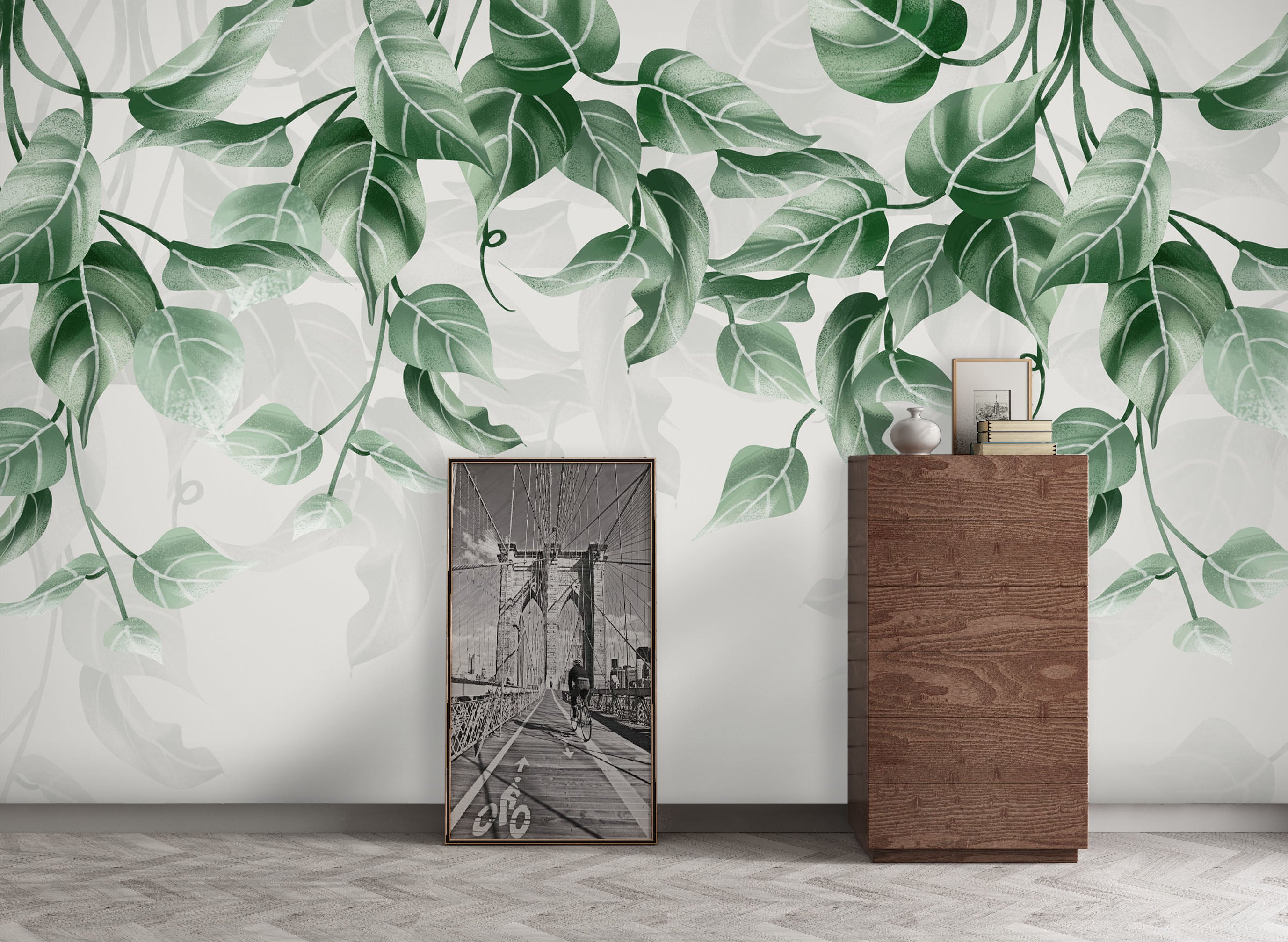 3D Hand Drawn Leaves 1079 Wall Murals